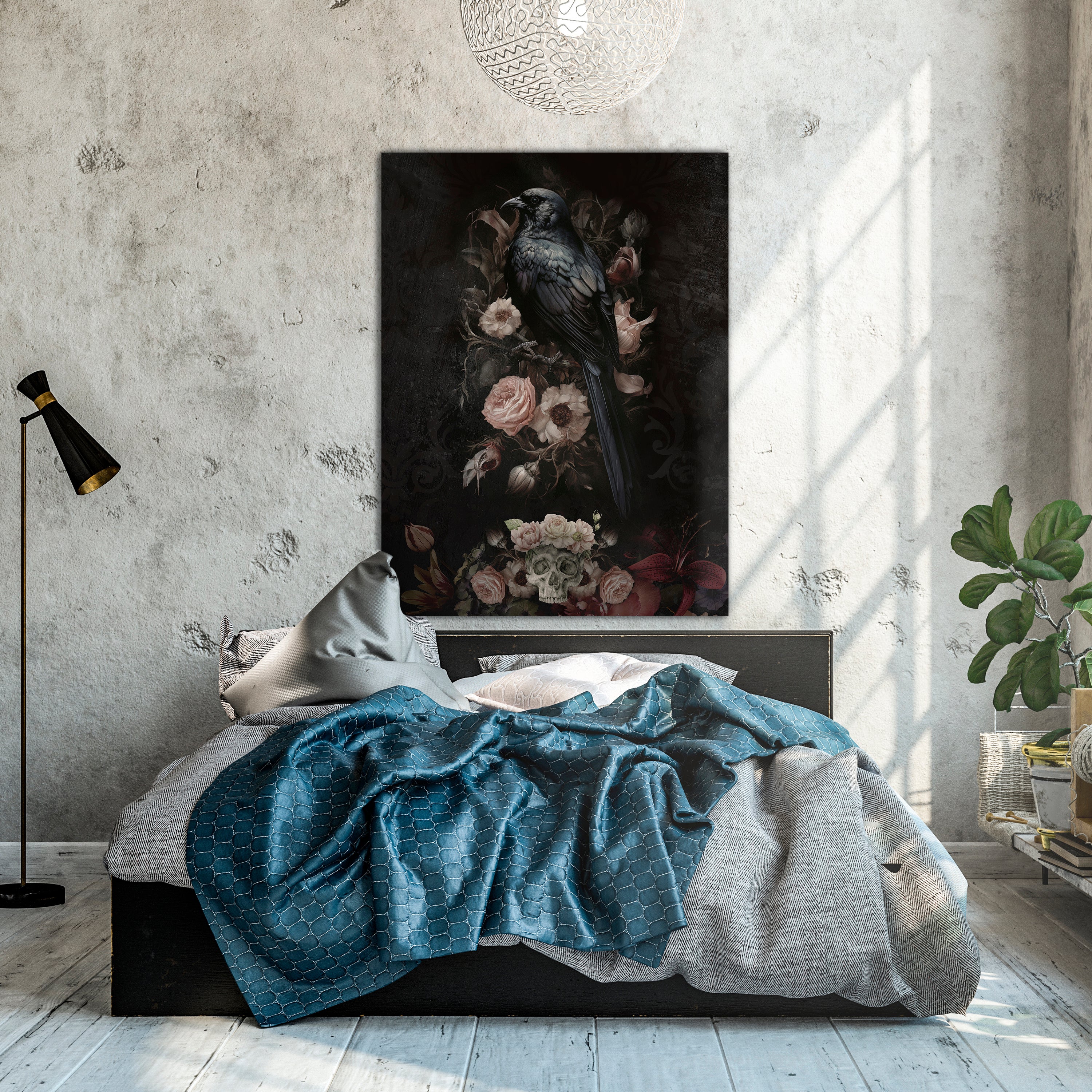 Leinwandbild Totenkopf, Rabe, Gothic, Hochformat M0791 kaufen - Bild 2 Leinwandbild Totenkopf, Rabe, Gothic, Hochformat M0791 kaufen - Bild 2