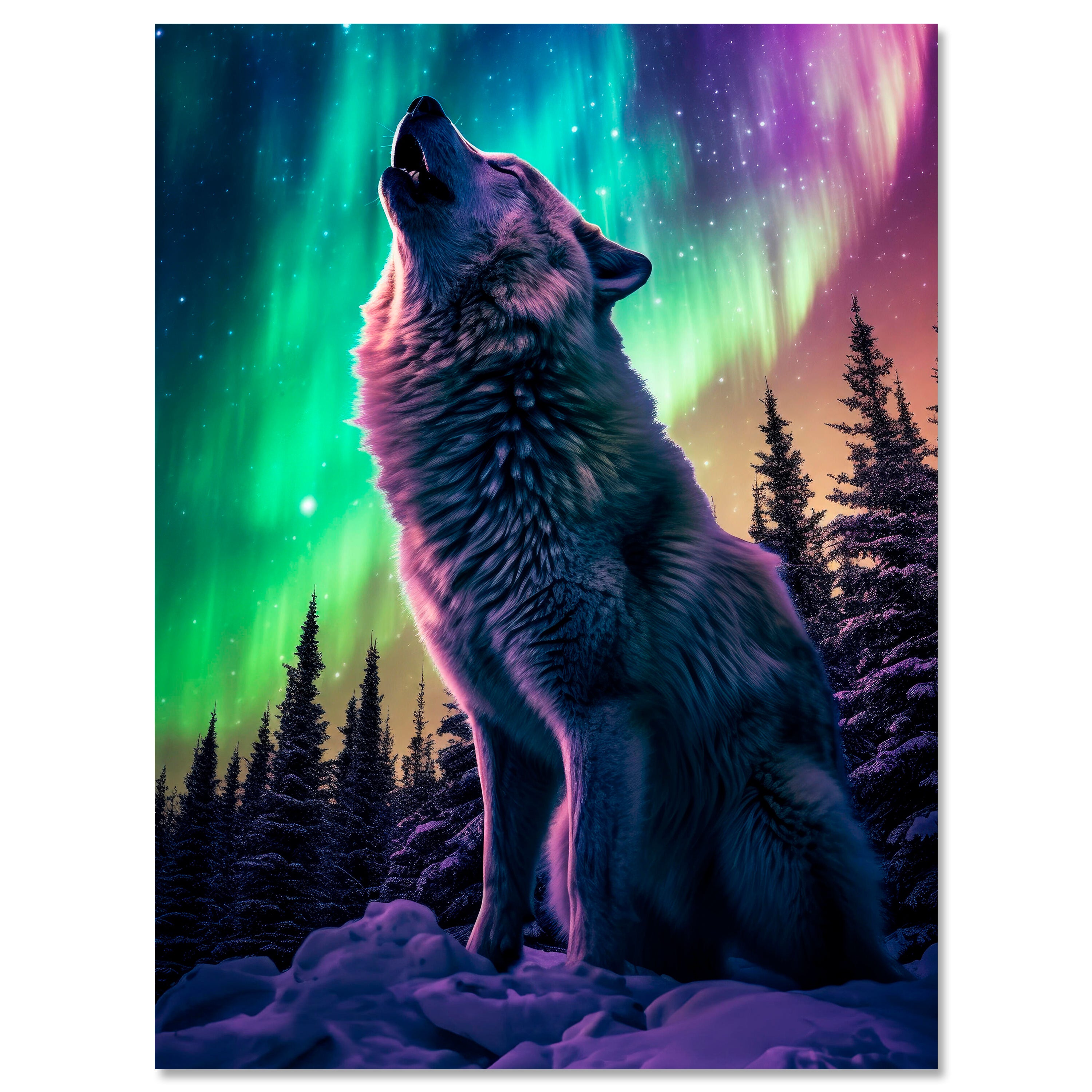 Leinwandbild Wolf, Polarlicht, Hochformat M0793 kaufen - Bild 1 Leinwandbild Wolf, Polarlicht, Hochformat M0793 kaufen - Bild 1