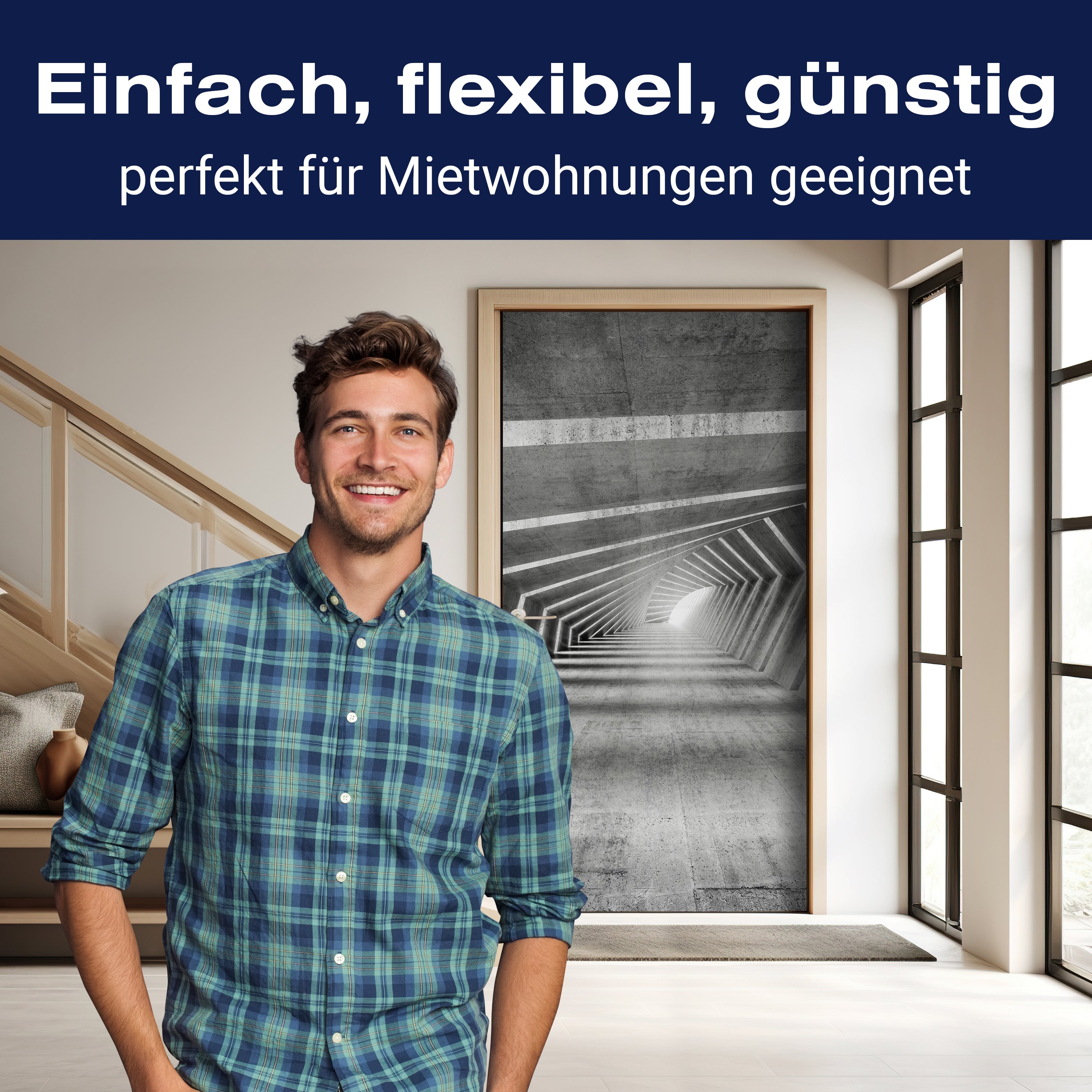 Türtapete beleuchteter Beton-Korridor M0794 - Bild 3 Türtapete beleuchteter Beton-Korridor M0794 - Bild 3