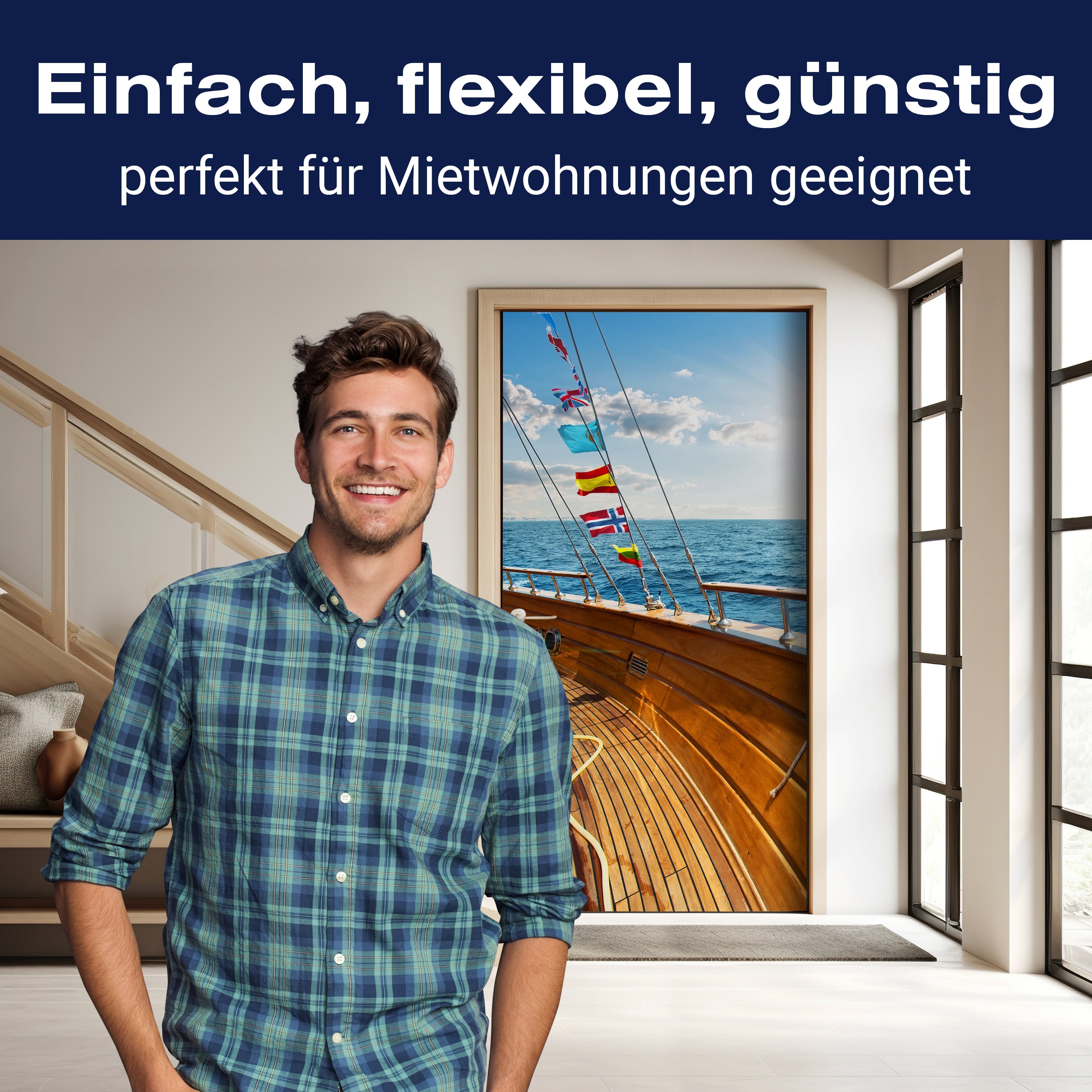 Türtapete Yacht im Meer an sonnigen Tag M0795 - Bild 3 Türtapete Yacht im Meer an sonnigen Tag M0795 - Bild 3