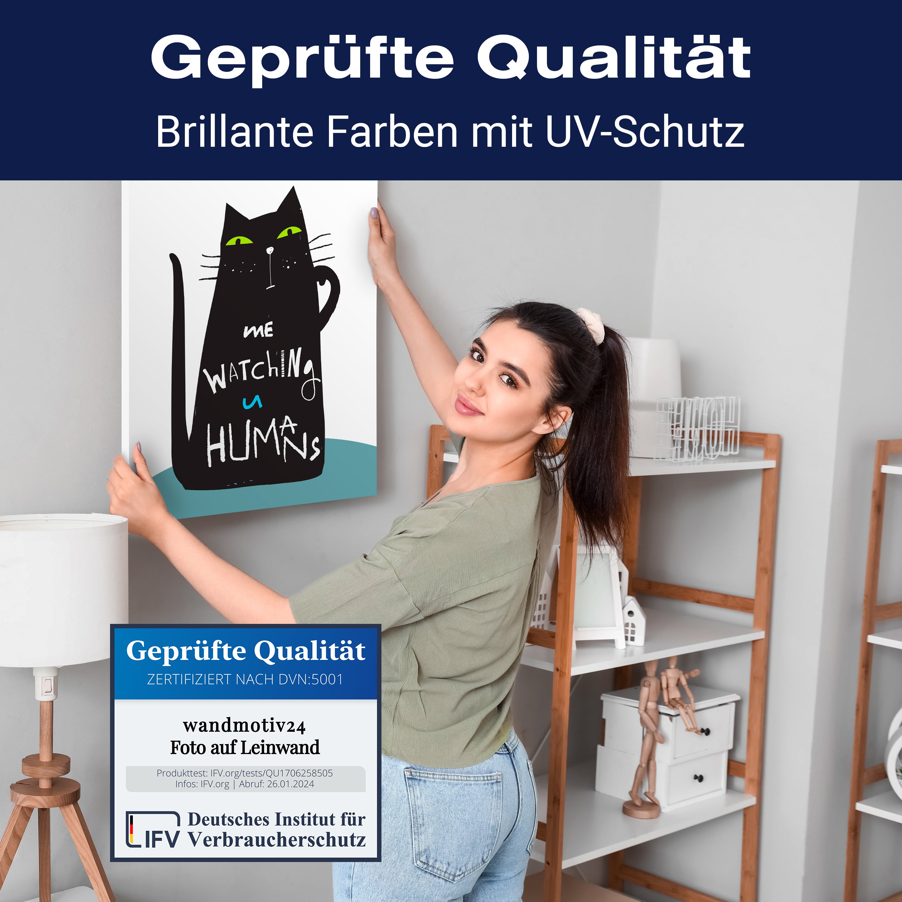 Leinwandbild Katze, Spruch, Watching Humans M0803 kaufen - Bild 4 Leinwandbild Katze, Spruch, Watching Humans M0803 kaufen - Bild 4