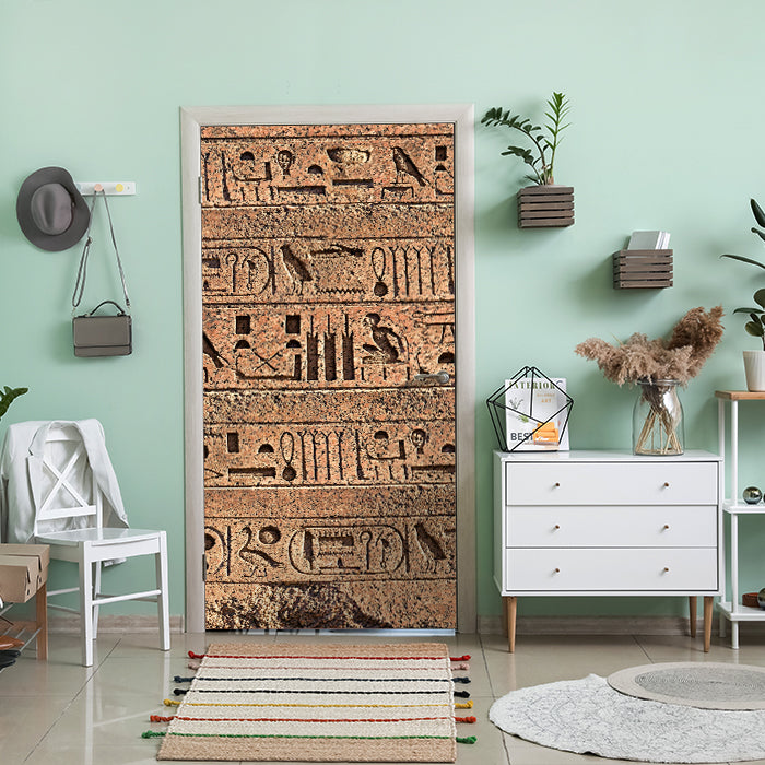 Türtapete Ägyptische Hieroglyphen auf einer alten Mauer M0806 - Bild 1 Türtapete Ägyptische Hieroglyphen auf einer alten Mauer M0806 - Bild 1