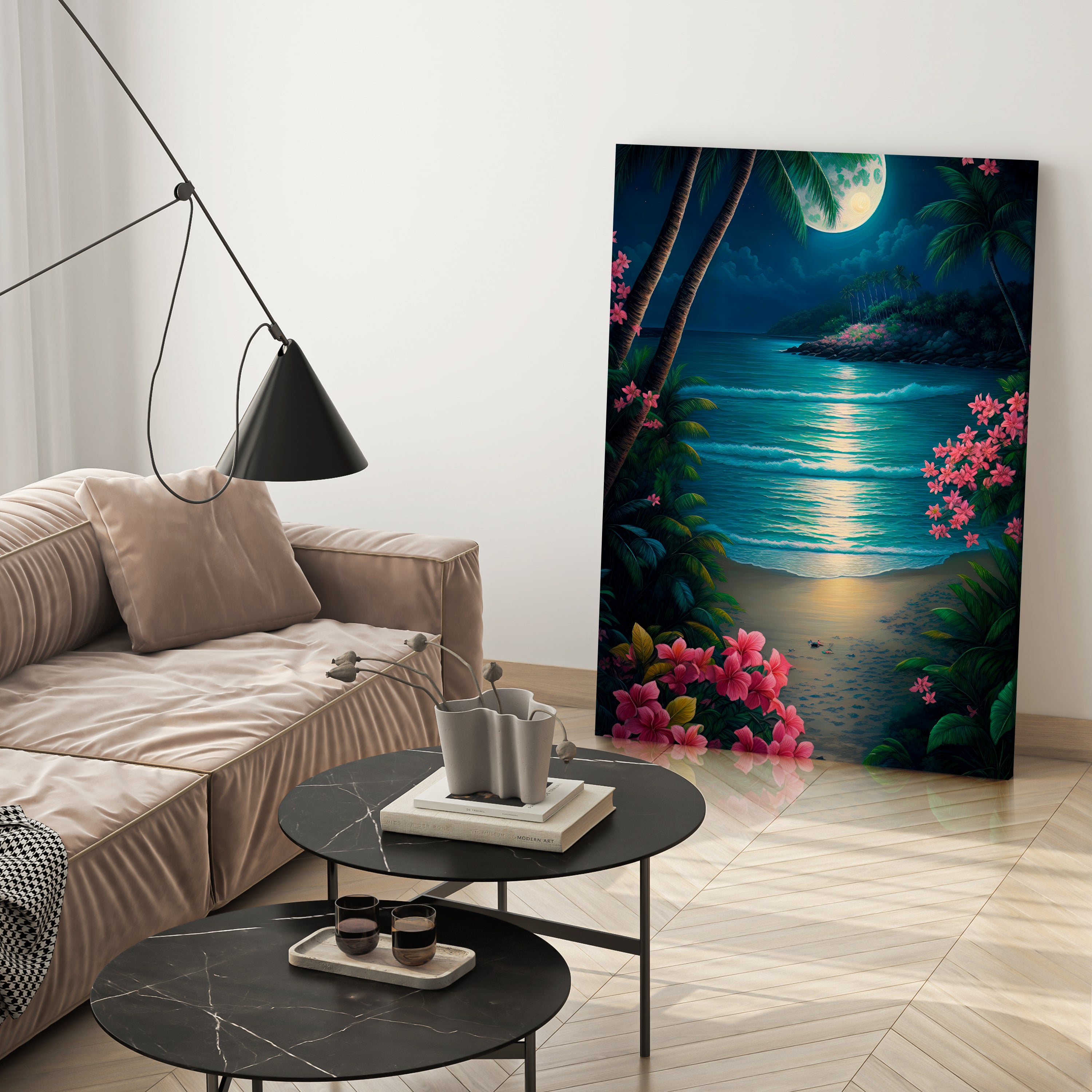 Leinwandbild Strand, Mond, Palmen, Hochformat M0809 kaufen - Bild 3 Leinwandbild Strand, Mond, Palmen, Hochformat M0809 kaufen - Bild 3