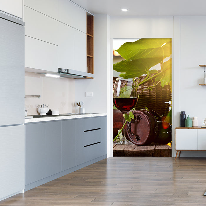 Türtapete Flasche und Glas mit Rotwein M0831 - Bild 1 Türtapete Flasche und Glas mit Rotwein M0831 - Bild 1