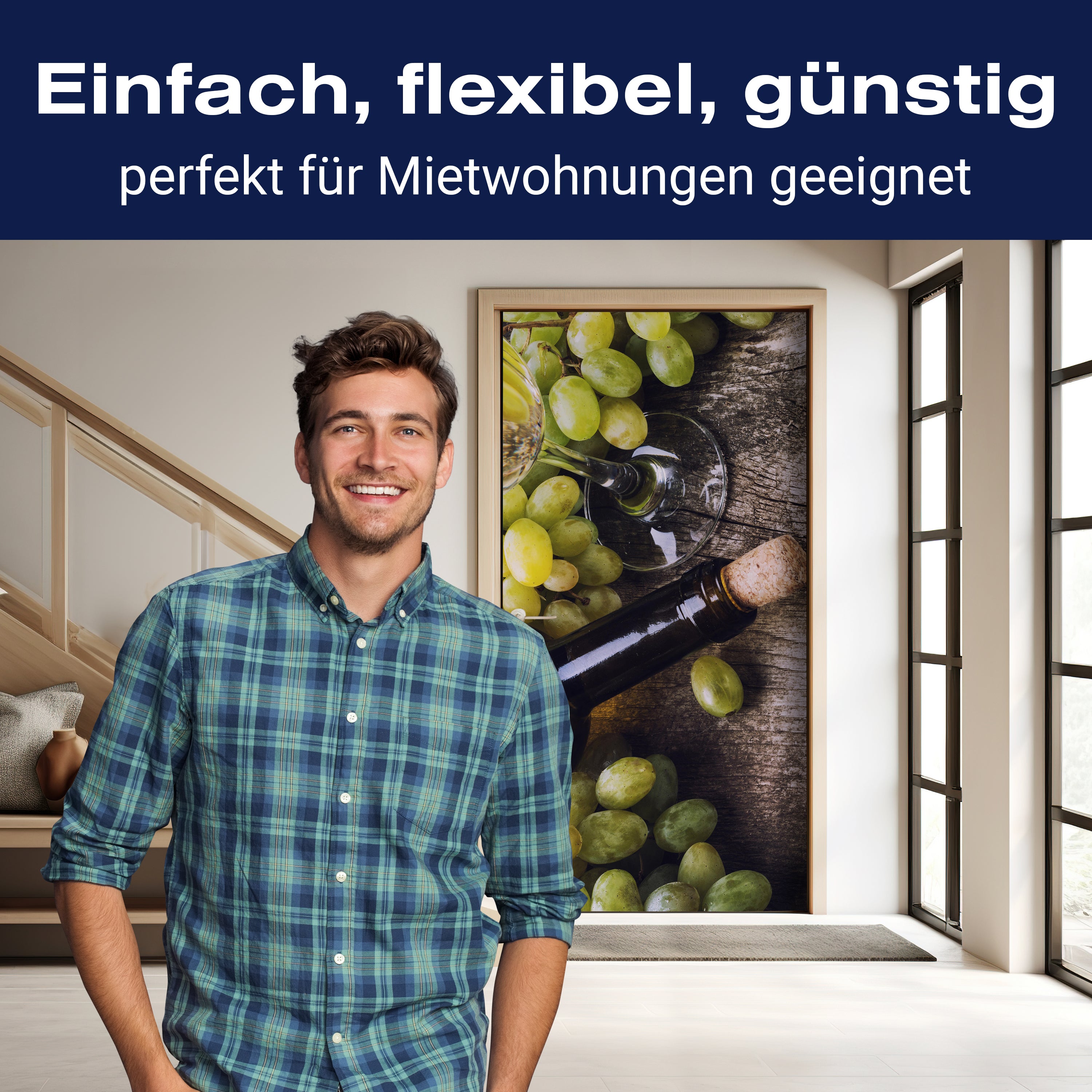 Türtapete Flasche Weißwein und Trauben auf einem alten Tisch M0838 - Bild 3 Türtapete Flasche Weißwein und Trauben auf einem alten Tisch M0838 - Bild 3