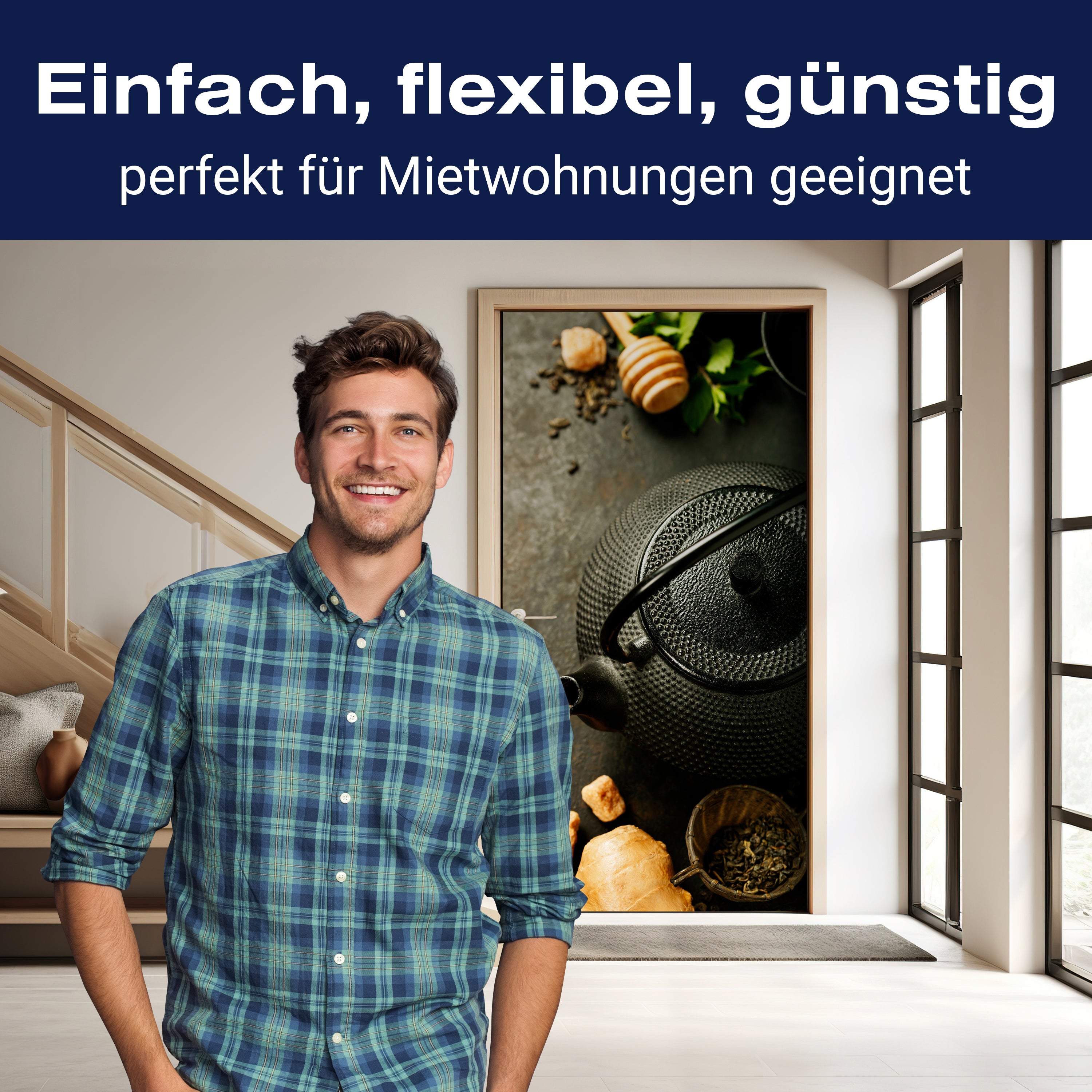 Türtapete Rustikale Teekanne mit Ingwer und Minze M0846 - Bild 3 Türtapete Rustikale Teekanne mit Ingwer und Minze M0846 - Bild 3