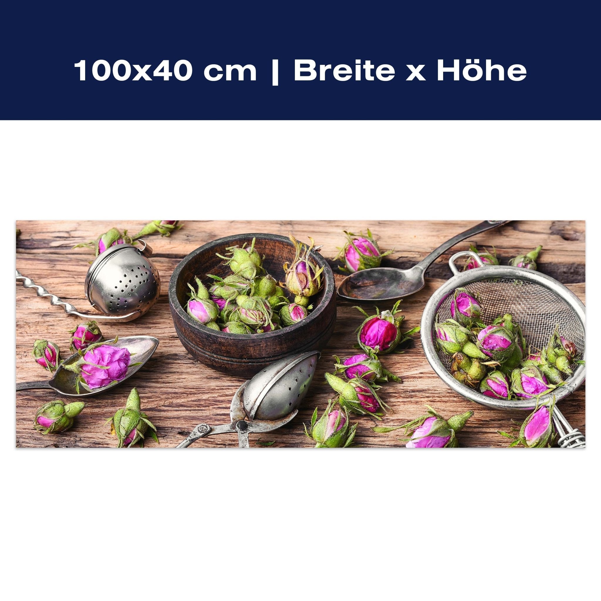 Leinwandbild Teesieb und Rosenknospen M0851 Leinwandbild Teesieb und Rosenknospen M0851