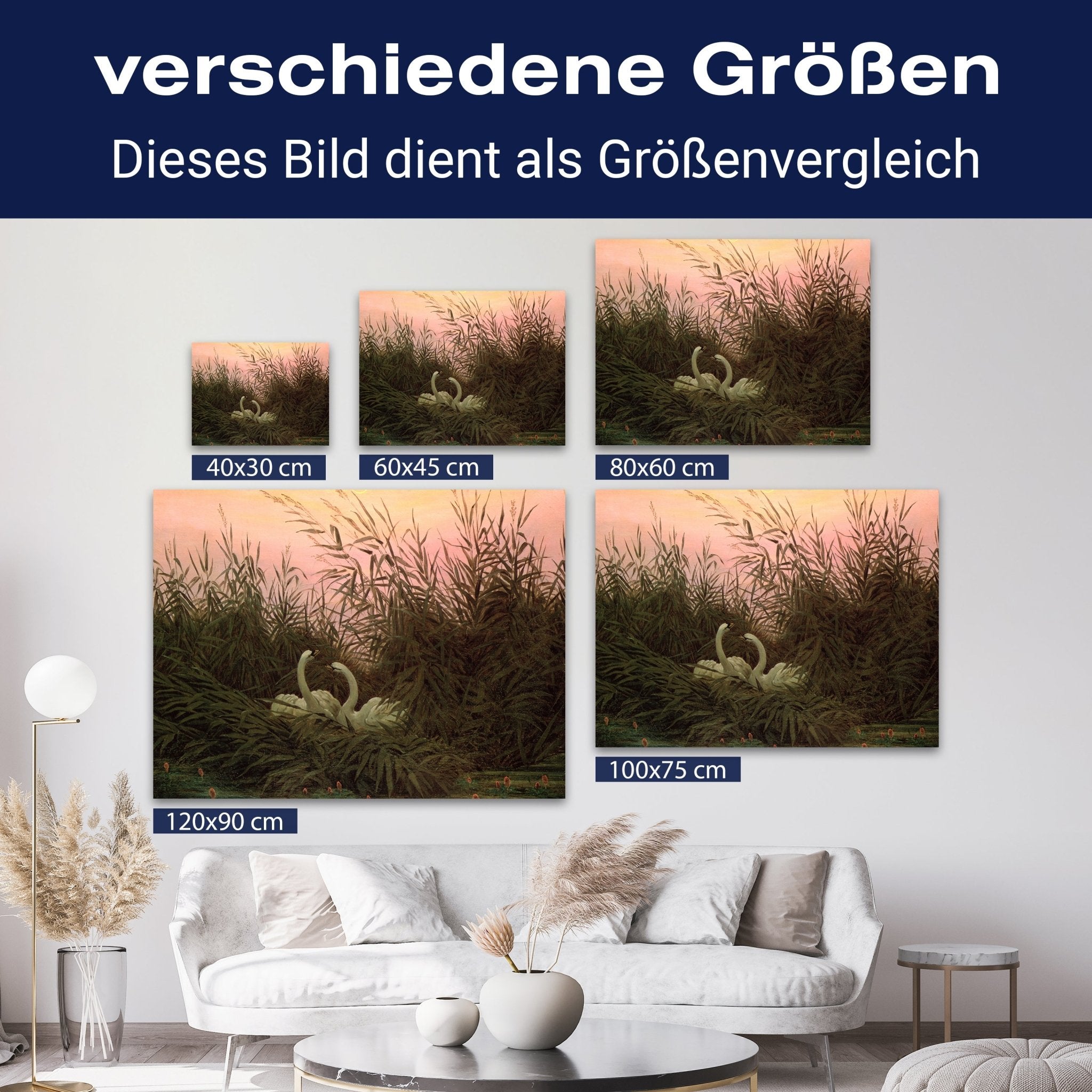 Leinwandbild Schwäne im Schilf Caspar David Friedrich M0856 kaufen - Bild 8 Leinwandbild Schwäne im Schilf Caspar David Friedrich M0856 kaufen - Bild 8