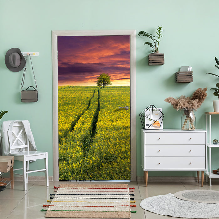 Türtapete Landschaft mit einem Feld von gelben Blumen M0874 - Bild 1 Türtapete Landschaft mit einem Feld von gelben Blumen M0874 - Bild 1