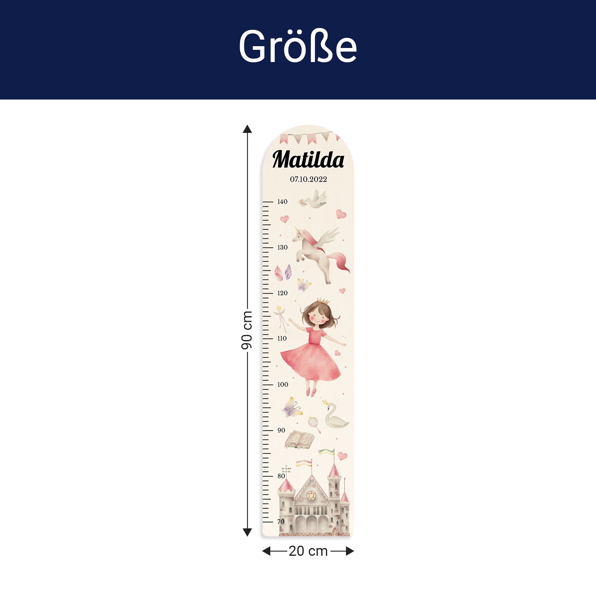Größe der Messlatte - Breite: 20cm, Höhe 90cm, Tiefe: 1,2cm Größe der Messlatte - Breite: 20cm, Höhe 90cm, Tiefe: 1,2cm