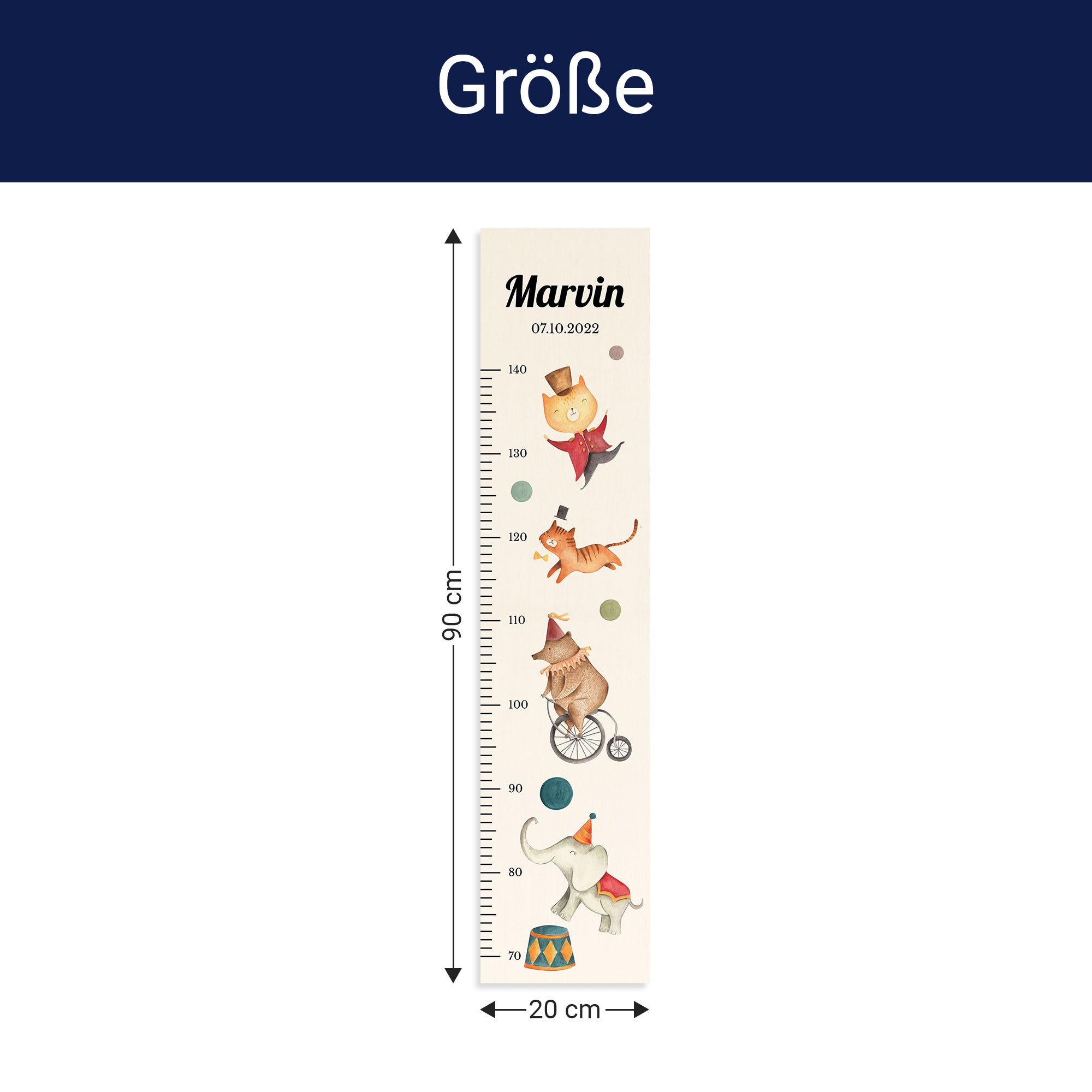 Größe der Messlatte - Breite: 20cm, Höhe 90cm, Tiefe: 1,2cm Größe der Messlatte - Breite: 20cm, Höhe 90cm, Tiefe: 1,2cm