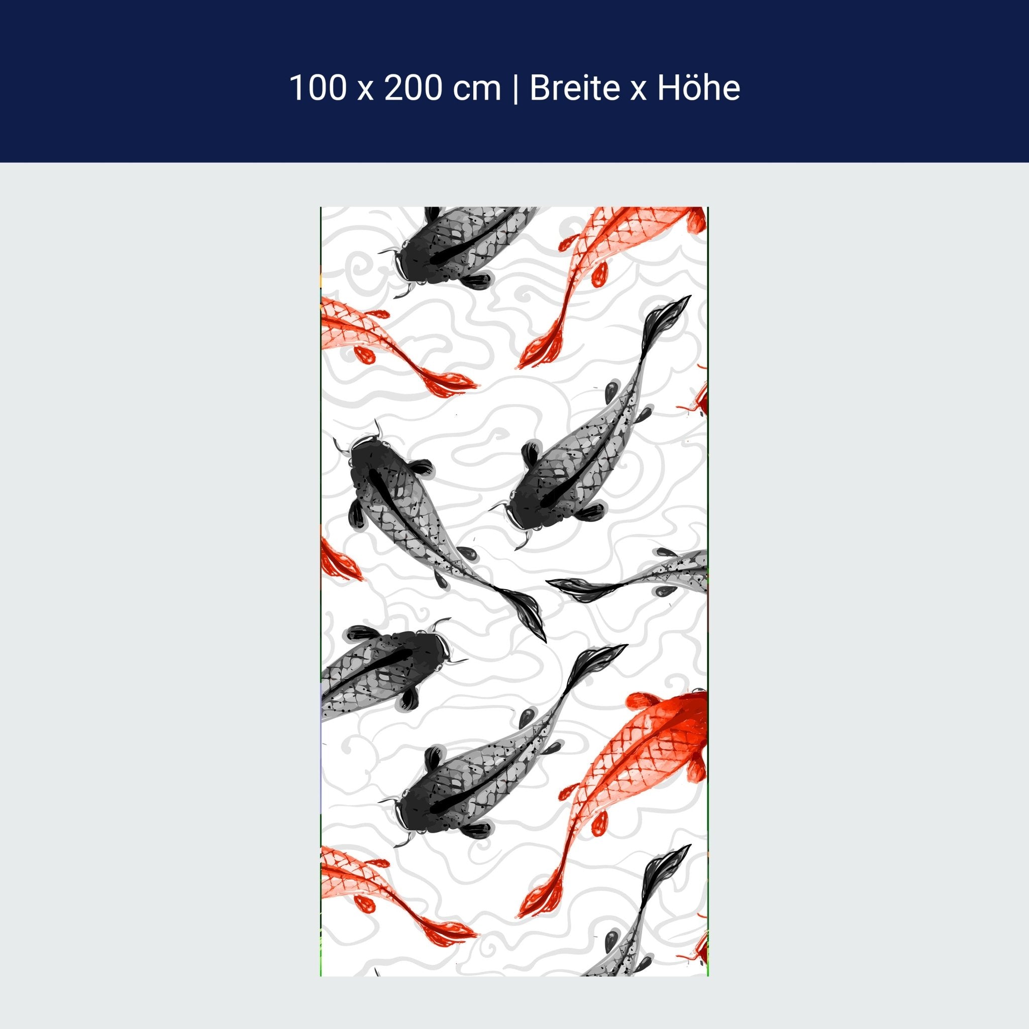 Türtapete rote und schwarze Koi-Karpfen M0946 Türtapete rote und schwarze Koi-Karpfen M0946