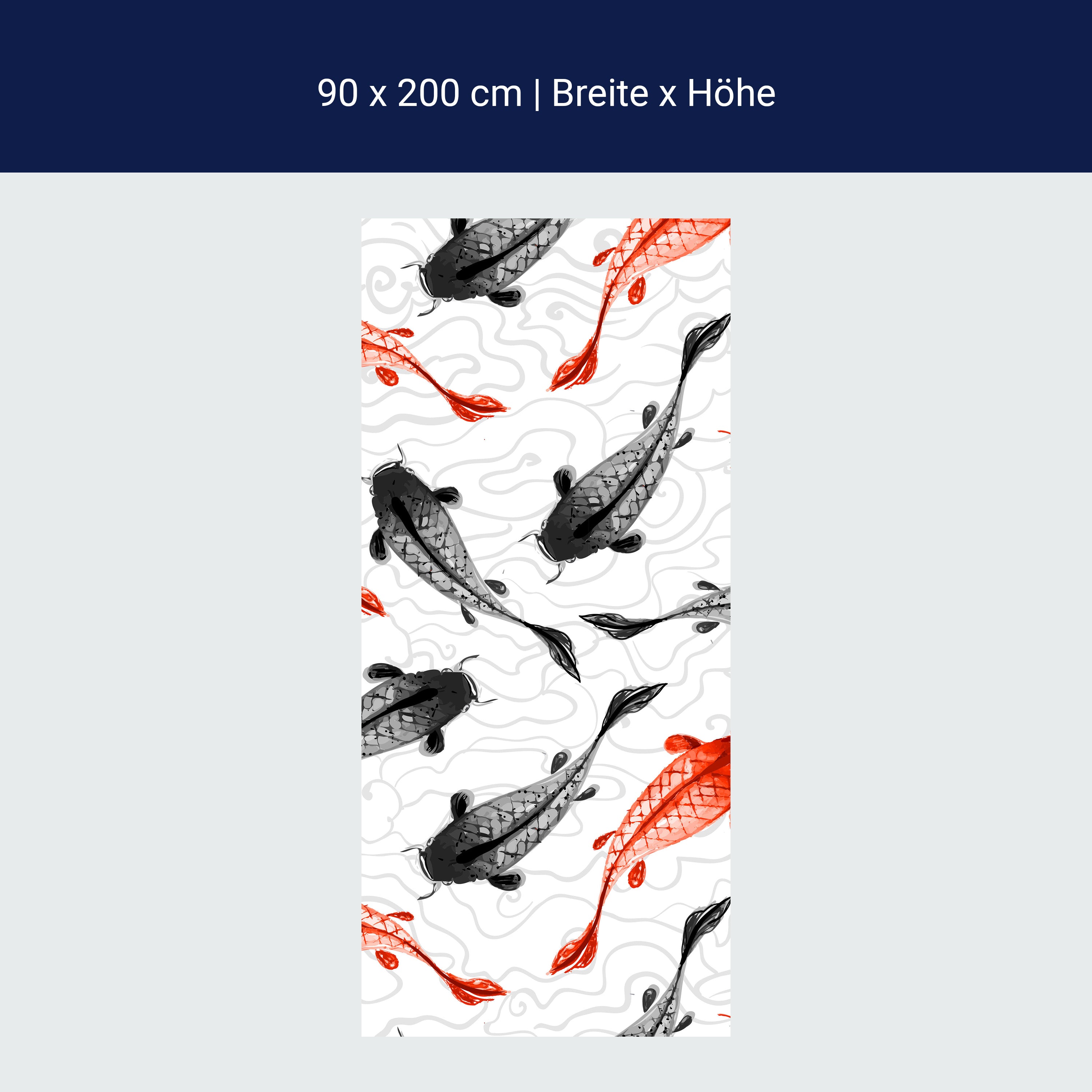 Türtapete rote und schwarze Koi-Karpfen M0946 Türtapete rote und schwarze Koi-Karpfen M0946