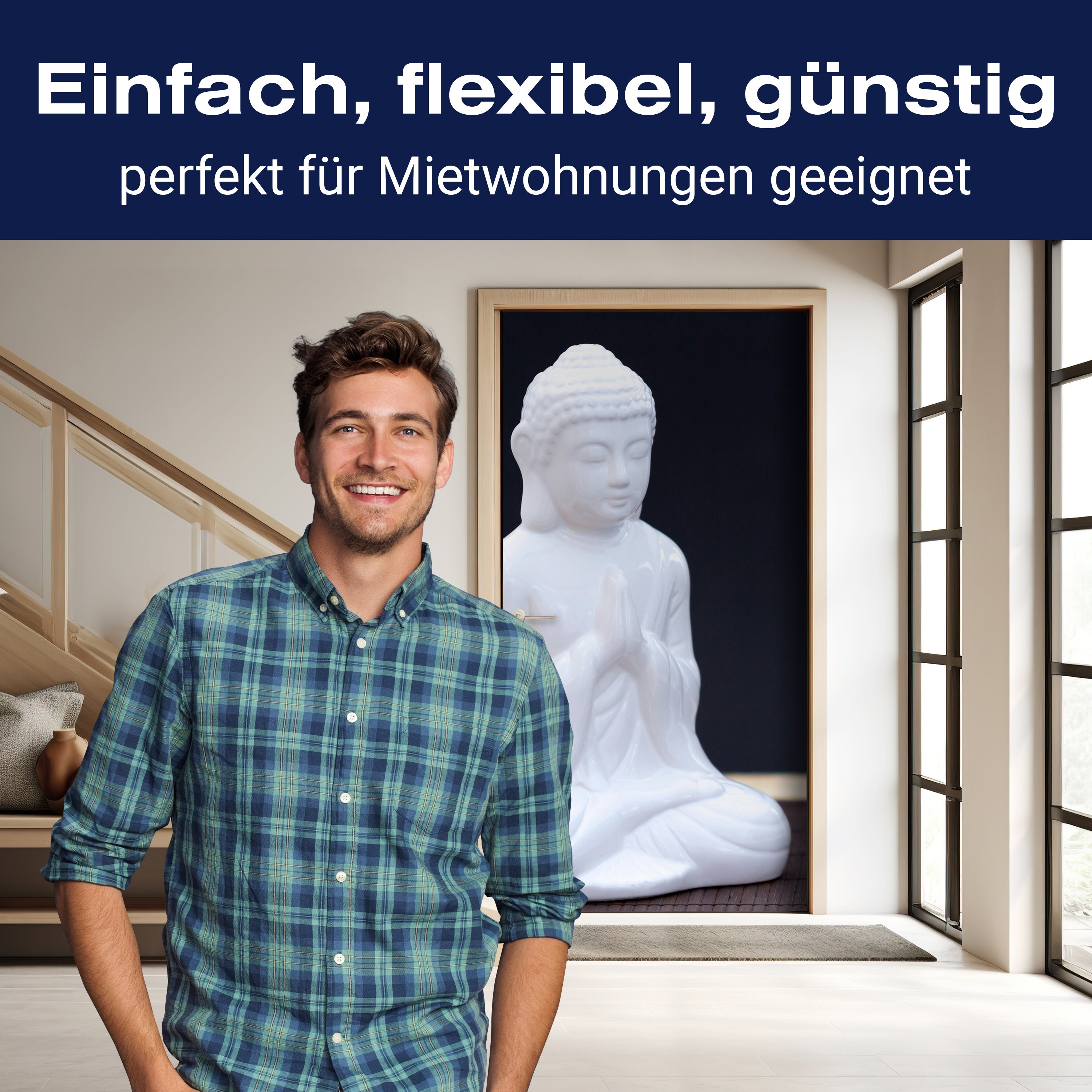 Türtapete Weiße Figur in Meditationshaltung M0967 - Bild 3 Türtapete Weiße Figur in Meditationshaltung M0967 - Bild 3