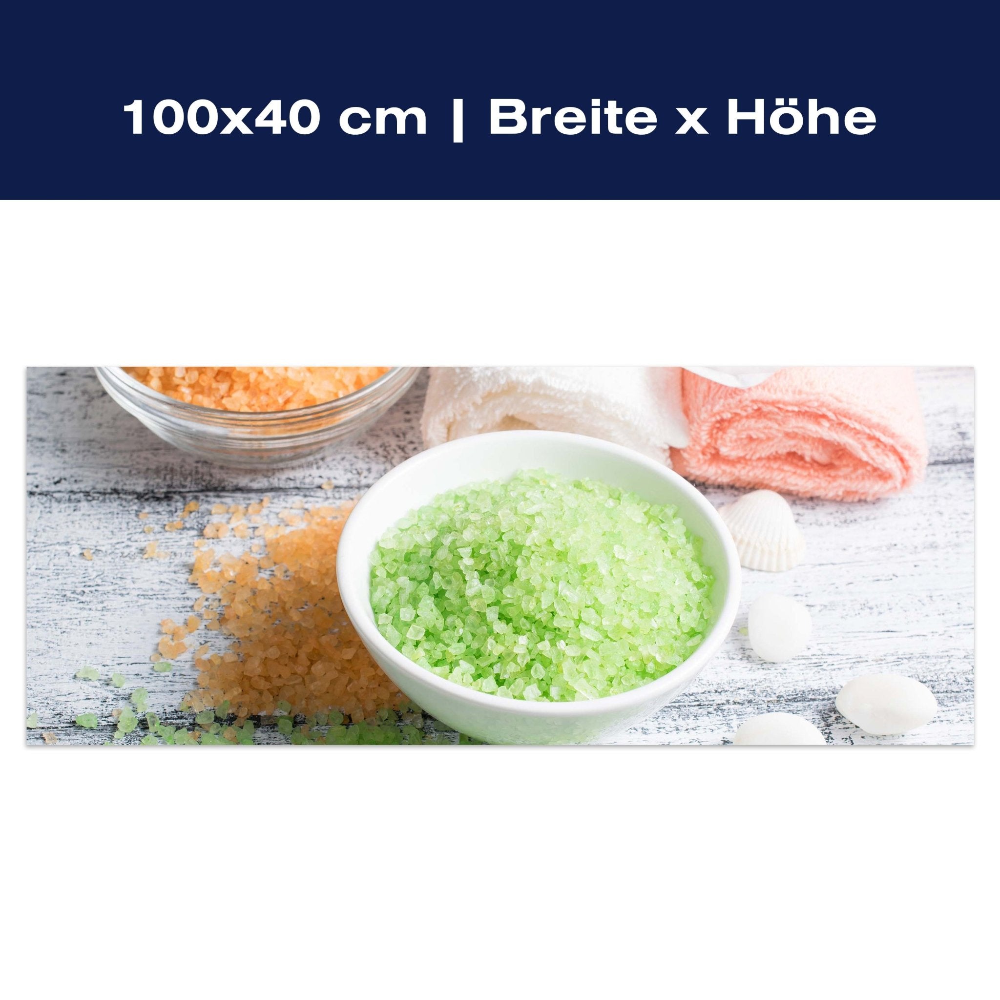 Leinwandbild Spa-Salon mit Salz und Handtücher M0975 Leinwandbild Spa-Salon mit Salz und Handtücher M0975