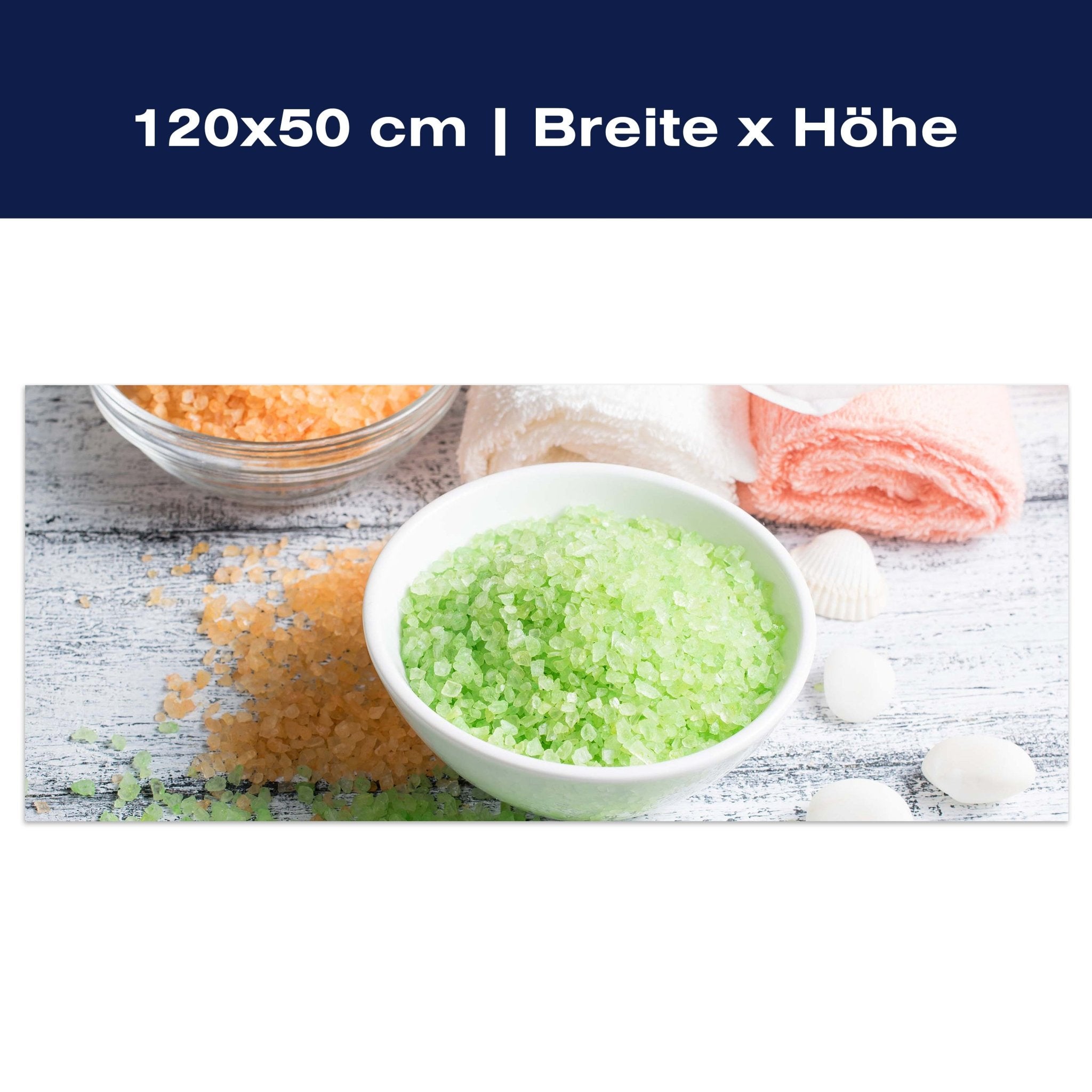 Leinwandbild Spa-Salon mit Salz und Handtücher M0975 Leinwandbild Spa-Salon mit Salz und Handtücher M0975