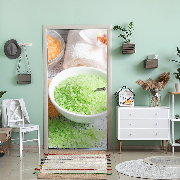 Türtapete Spa-Salon mit Salz und Handtücher M0975 - Bild 1 Türtapete Spa-Salon mit Salz und Handtücher M0975 - Bild 1