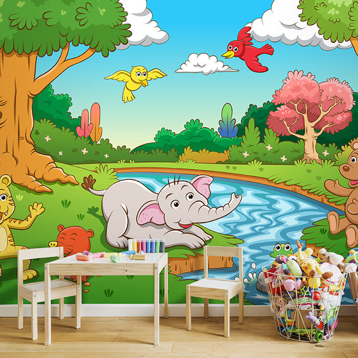 Fototapete Kinderzimmer Tiere im Wald M0986 - Bild 1 Fototapete Kinderzimmer Tiere im Wald M0986 - Bild 1