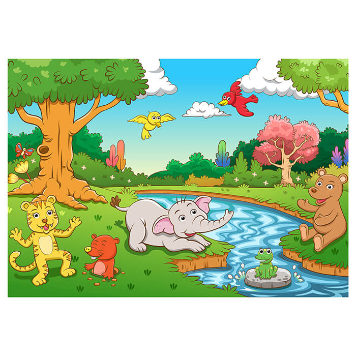 Fototapete Kinderzimmer Tiere im Wald M0986 - Bild 2 Fototapete Kinderzimmer Tiere im Wald M0986 - Bild 2