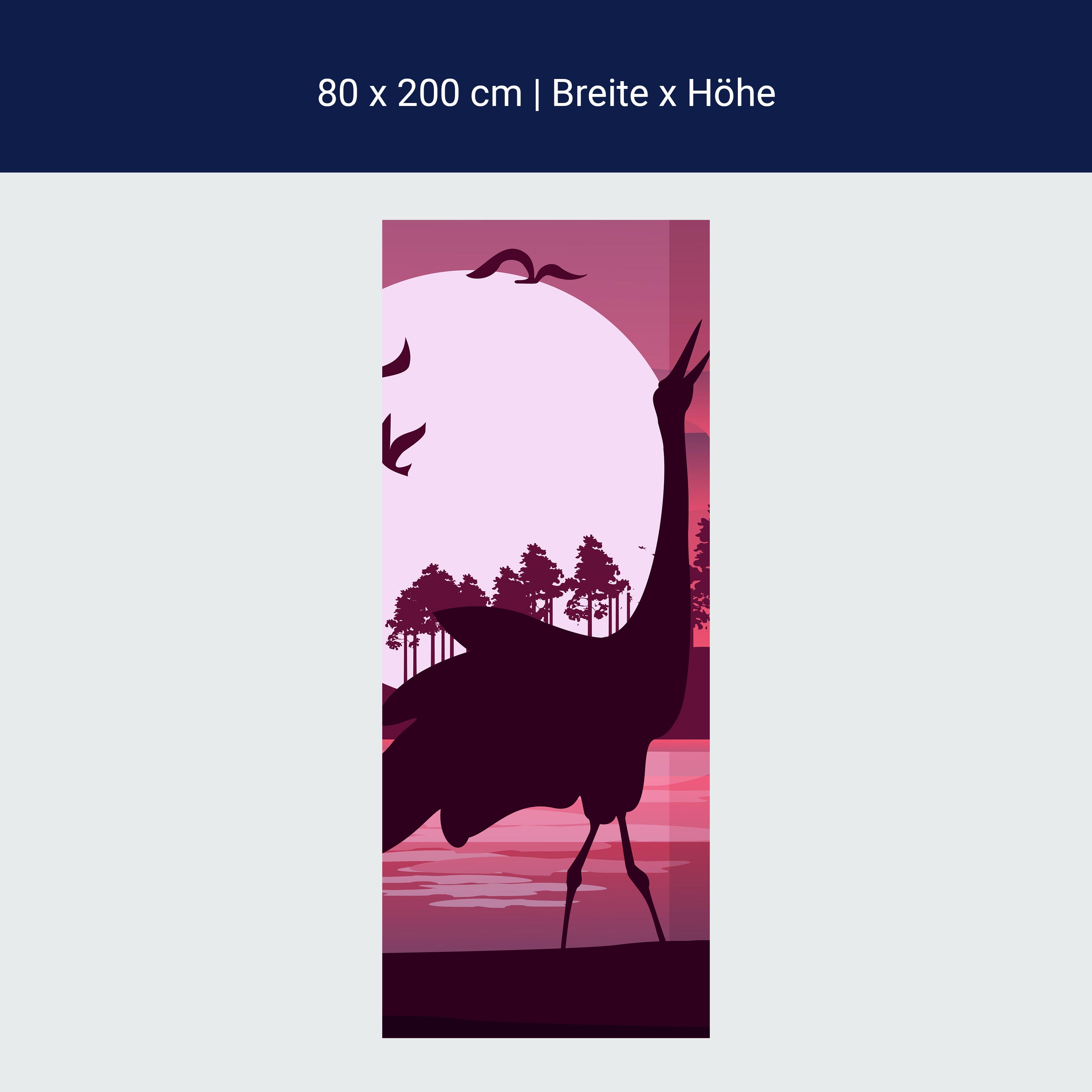 Türtapete Romantische Aussicht mit Silhouetten von Reihern M0999 Türtapete Romantische Aussicht mit Silhouetten von Reihern M0999