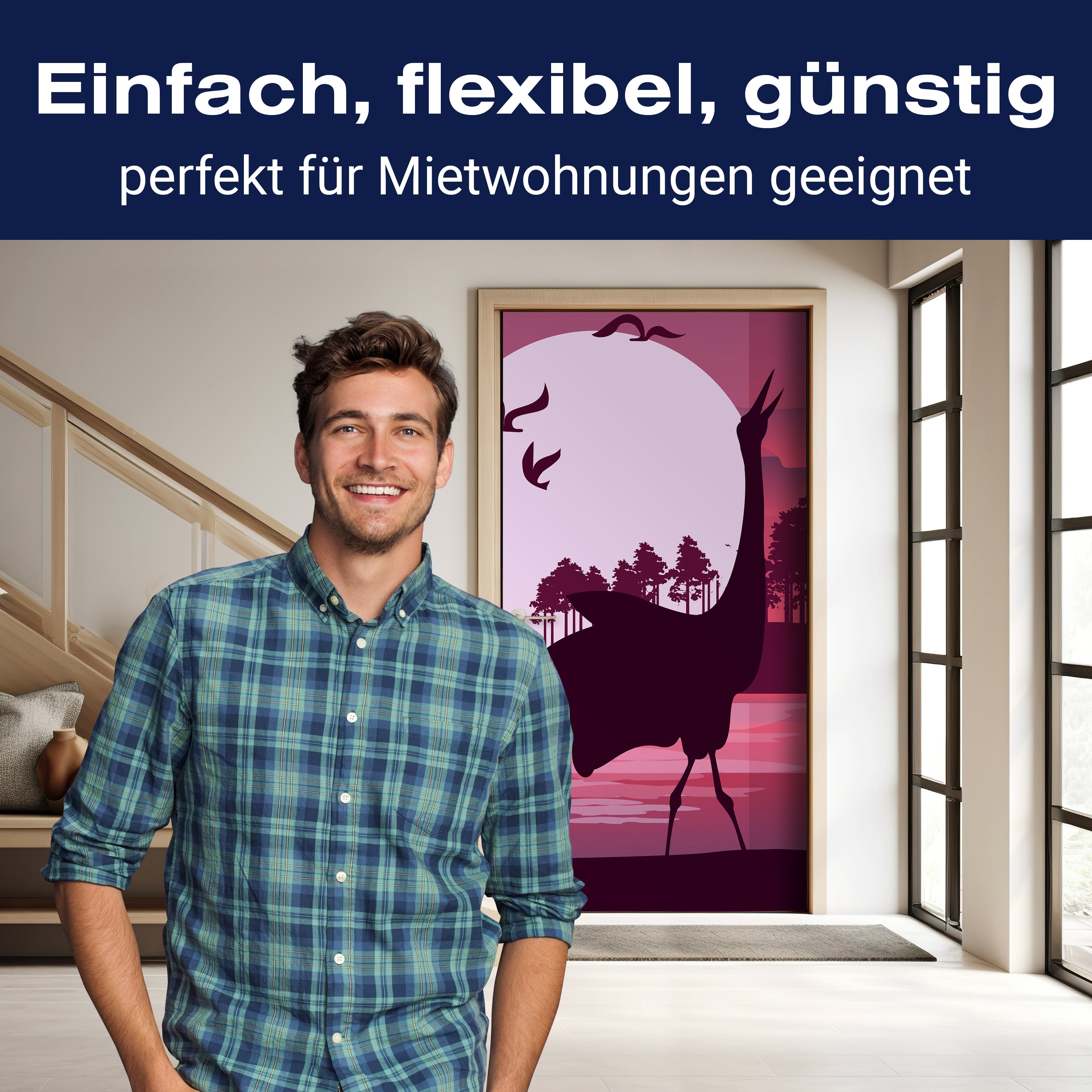 Türtapete Romantische Aussicht mit Silhouetten von Reihern M0999 - Bild 3 Türtapete Romantische Aussicht mit Silhouetten von Reihern M0999 - Bild 3