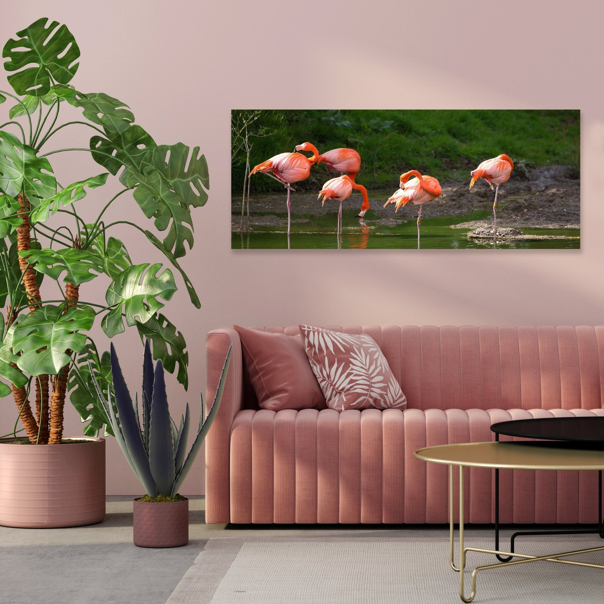 Leinwandbild Flamingos in einem Pool M1009 kaufen - Bild 3 Leinwandbild Flamingos in einem Pool M1009 kaufen - Bild 3