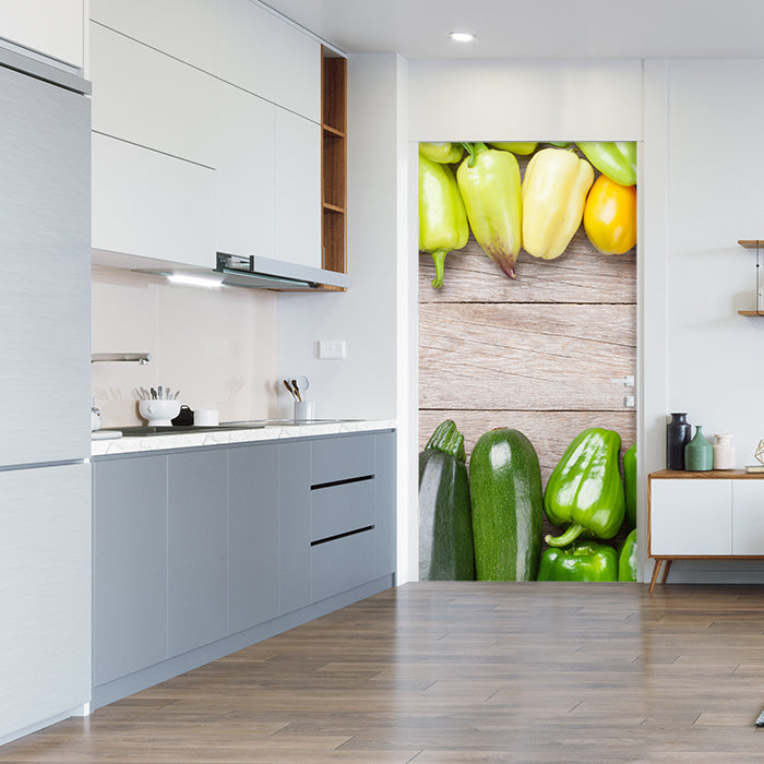 Türtapete Frischgemüse auf einem Holztisch M1012 - Bild 1 Türtapete Frischgemüse auf einem Holztisch M1012 - Bild 1