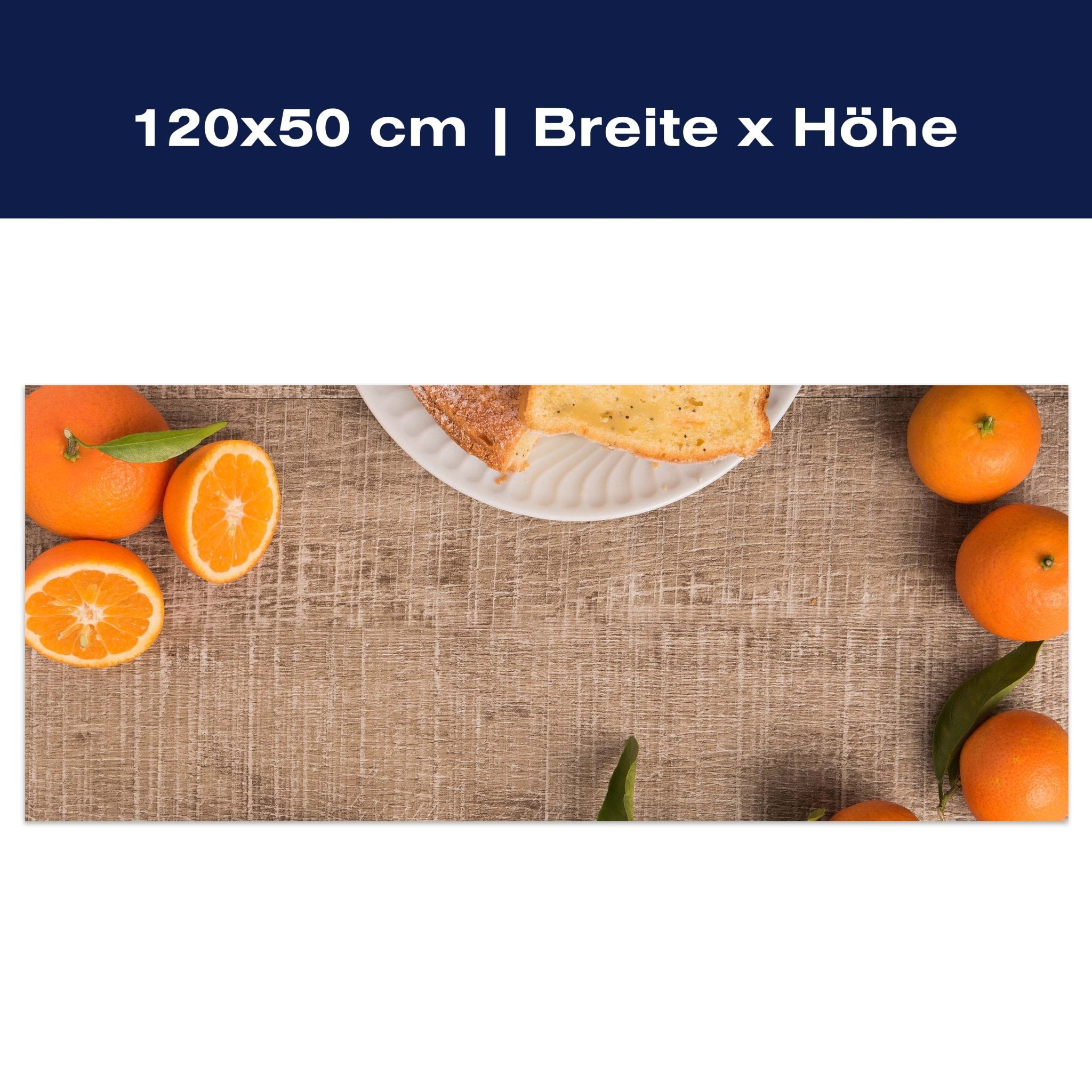 Leinwandbild Frische Clementinen und Kuchen M1018 Leinwandbild Frische Clementinen und Kuchen M1018