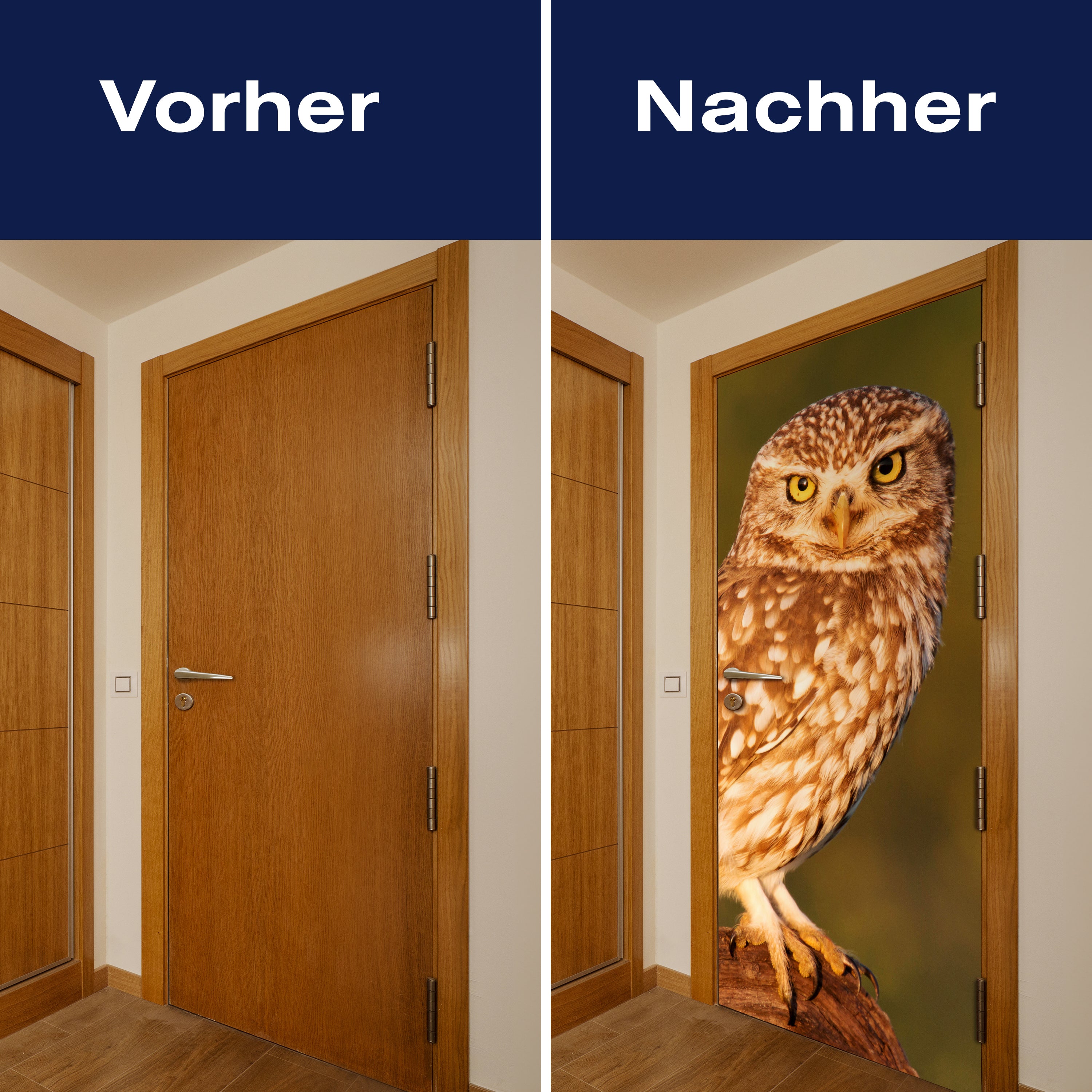 Türtapete Kleine Eule auf einem Baumstamm M1026 - Bild 10 Türtapete Kleine Eule auf einem Baumstamm M1026 - Bild 10