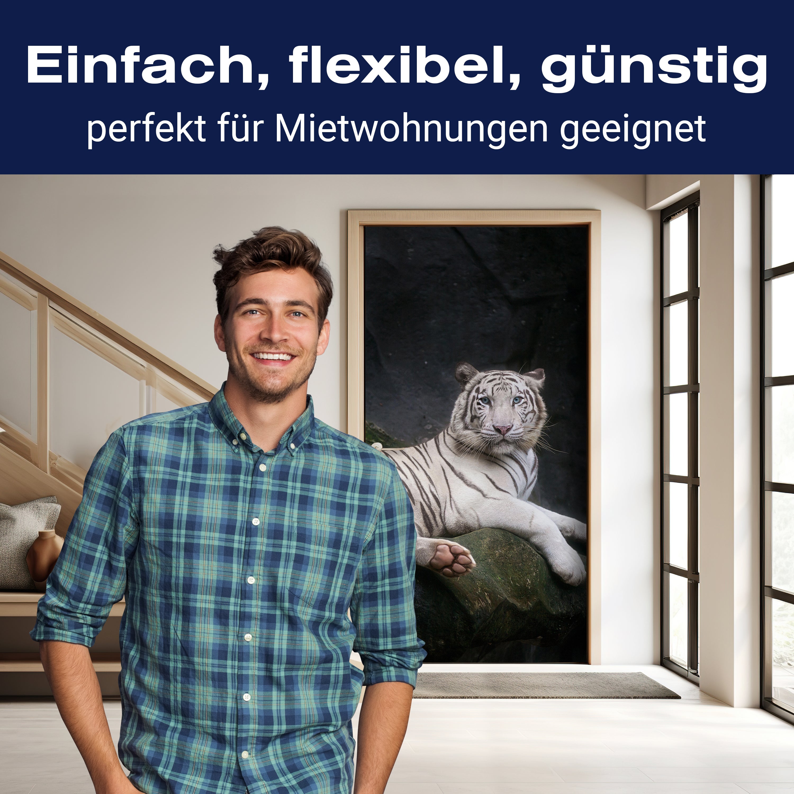 Türtapete Weißer Tiger sitzt in der Höhle M1027 - Bild 3 Türtapete Weißer Tiger sitzt in der Höhle M1027 - Bild 3