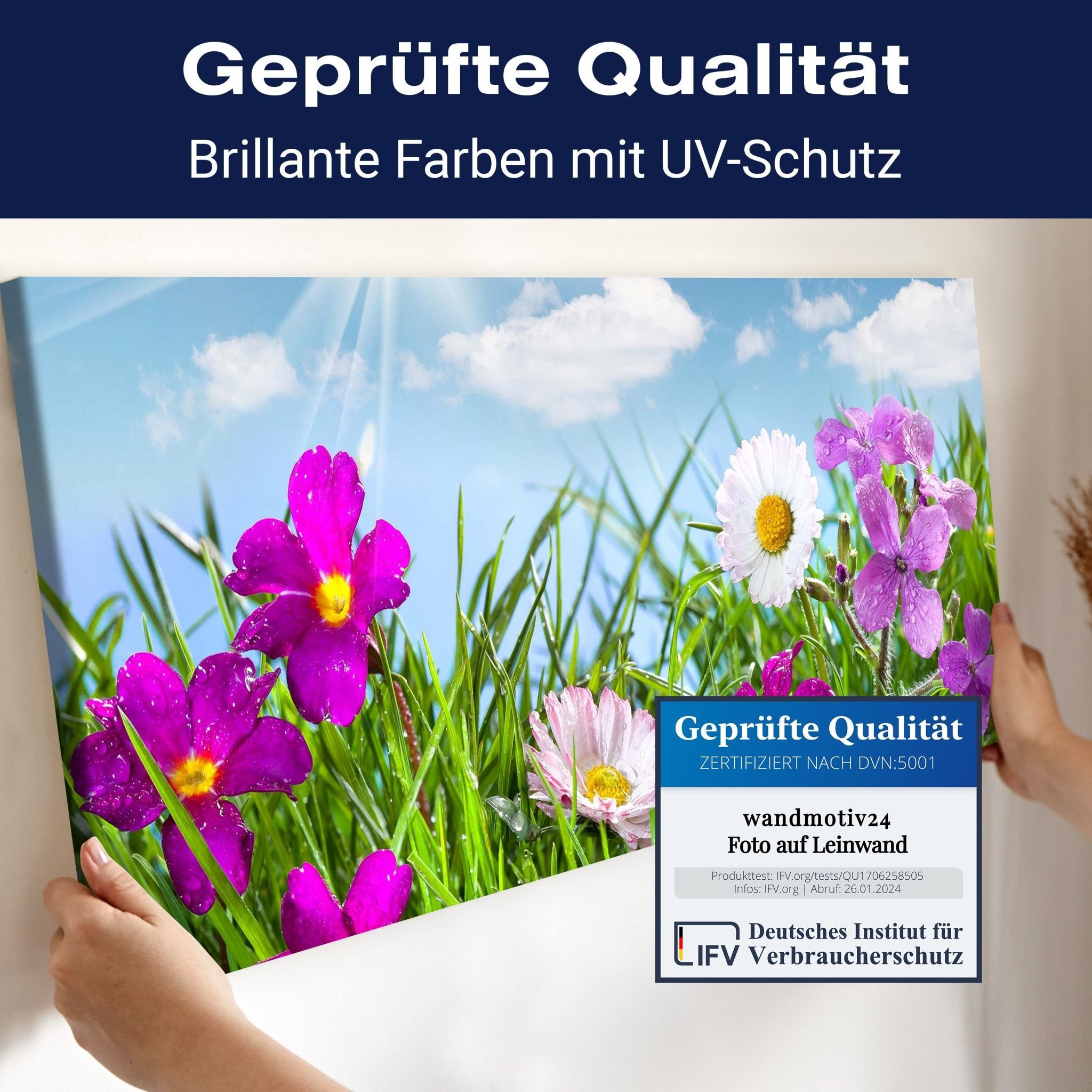 Leinwandbild Blühende Wiese unter blauem Himmel M1044 kaufen - Bild 4 Leinwandbild Blühende Wiese unter blauem Himmel M1044 kaufen - Bild 4