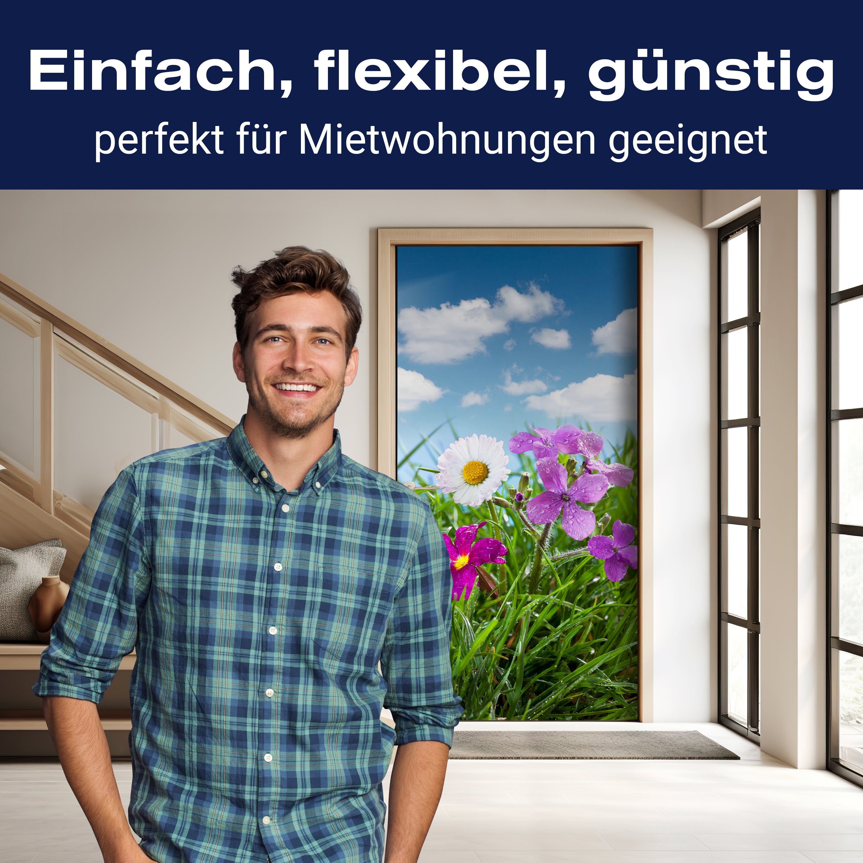 Türtapete Blühende Wiese unter blauem Himmel M1044 - Bild 3 Türtapete Blühende Wiese unter blauem Himmel M1044 - Bild 3