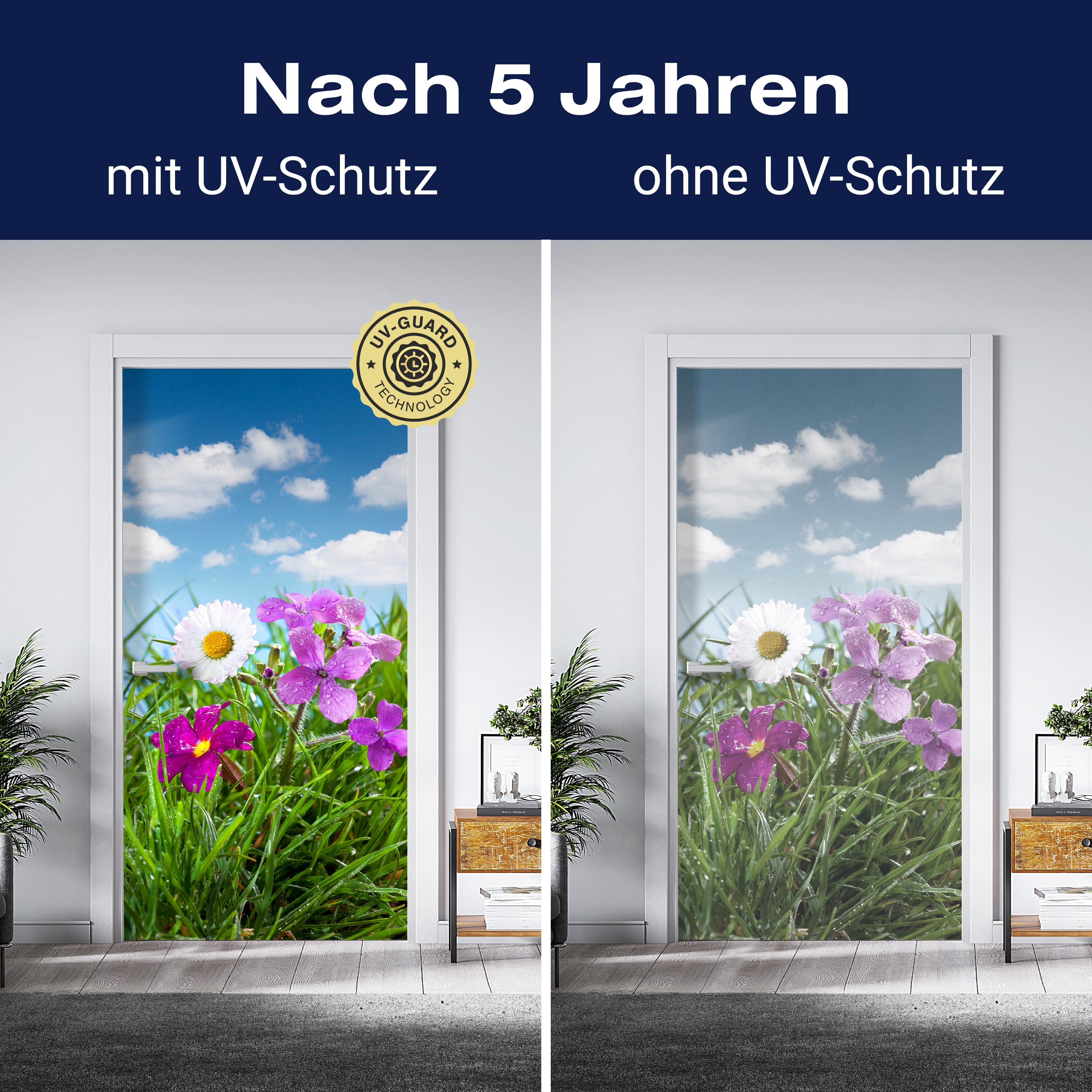 Türtapete Blühende Wiese unter blauem Himmel M1044 - Bild 4 Türtapete Blühende Wiese unter blauem Himmel M1044 - Bild 4