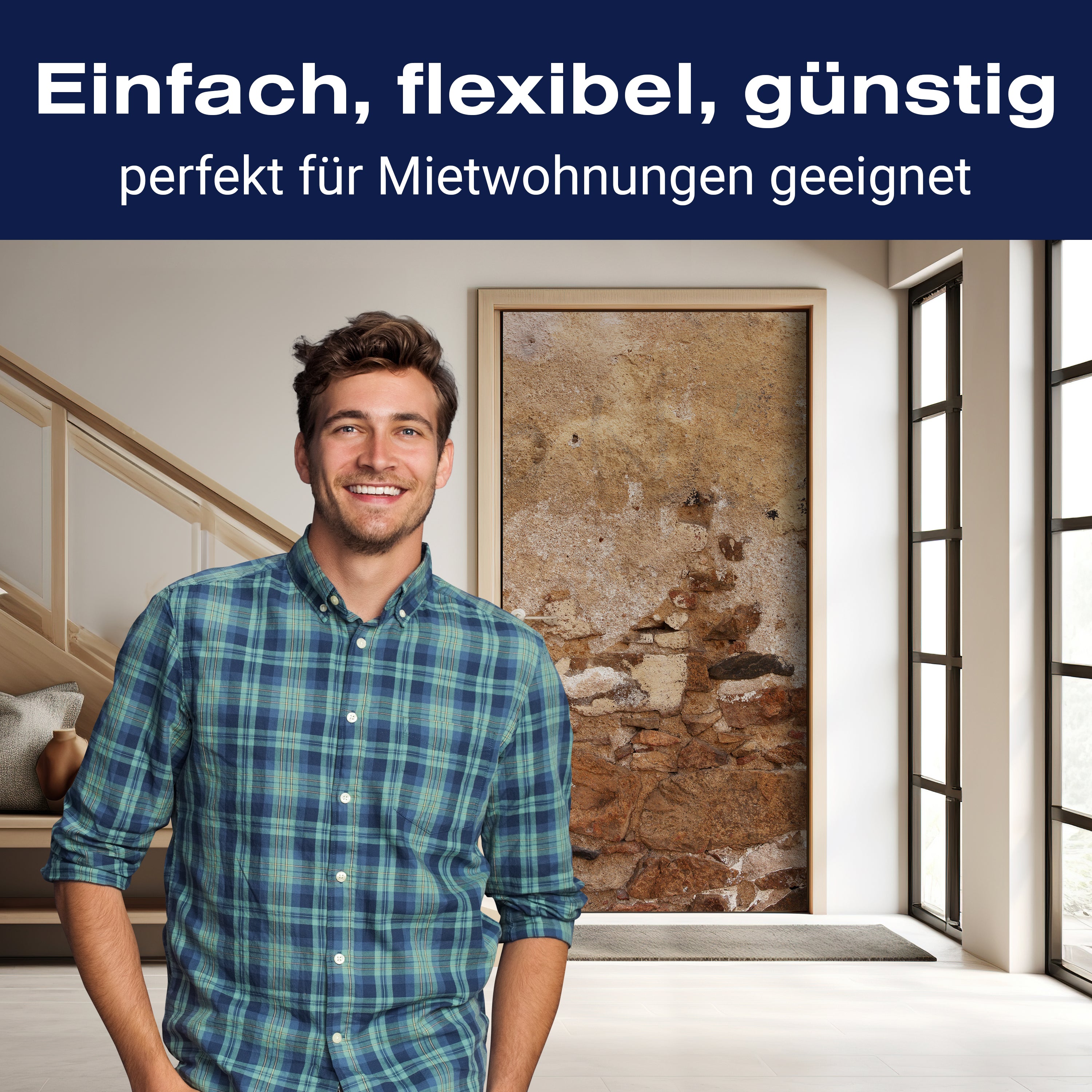 Türtapete Alte Mauer, gebaut aus Stein und Stuck M1051 - Bild 3 Türtapete Alte Mauer, gebaut aus Stein und Stuck M1051 - Bild 3