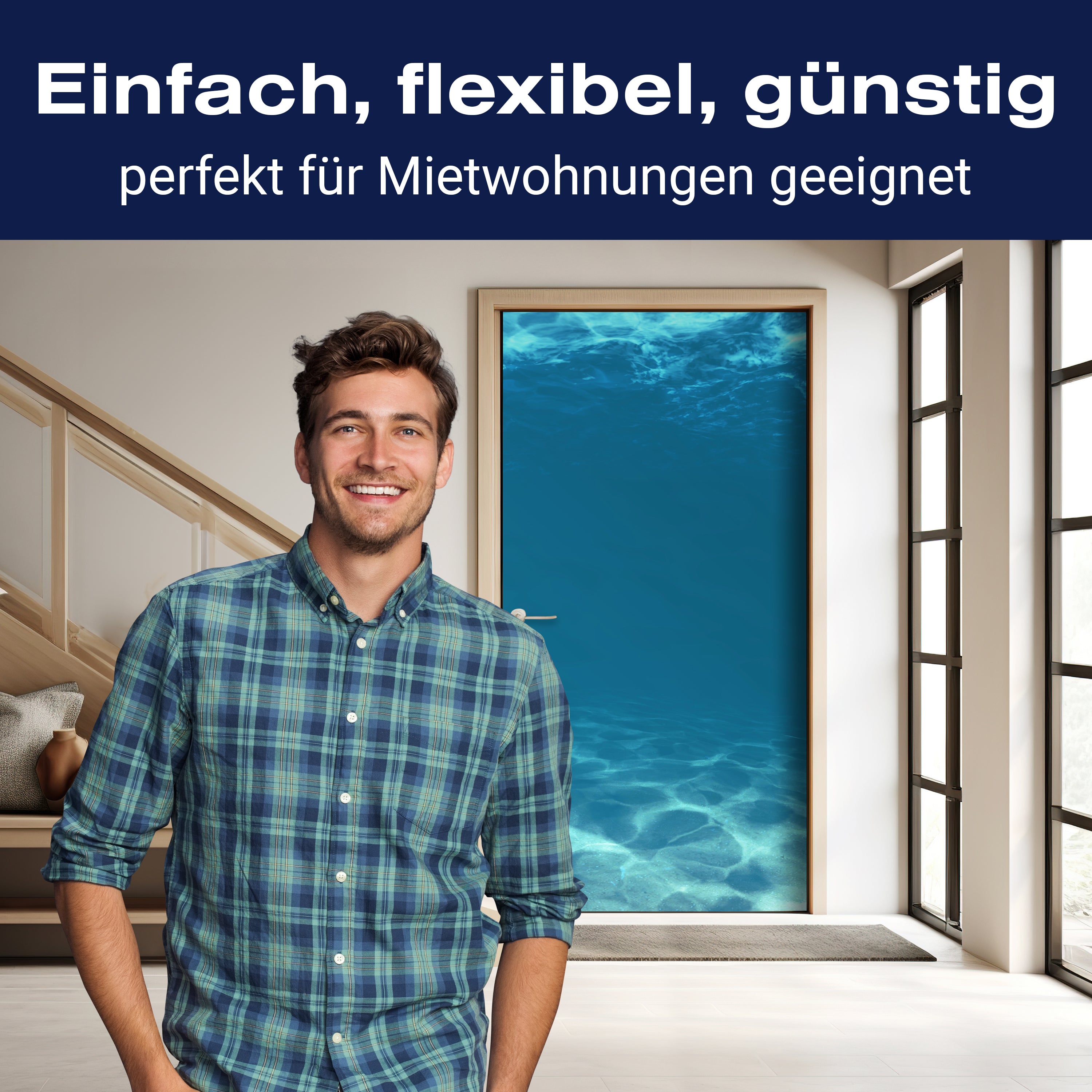 Türtapete Hellblau unter Wasser M1053 - Bild 3 Türtapete Hellblau unter Wasser M1053 - Bild 3