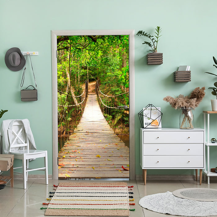 Türtapete Holz-brücke im Wald, Hängebrücke, Natur M1067 - Bild 1 Türtapete Holz-brücke im Wald, Hängebrücke, Natur M1067 - Bild 1