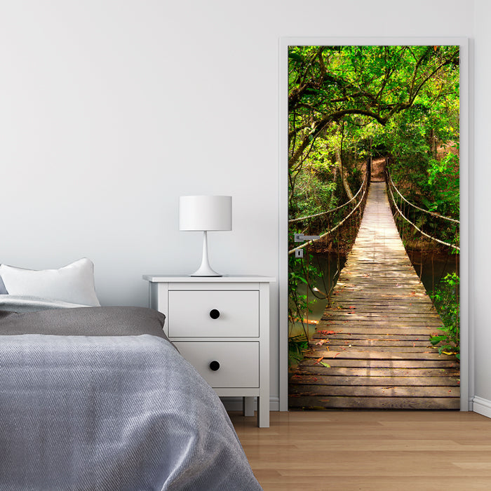 Türtapete Hänge-brücke im Dschungel, Fluss, Wasser M1068 - Bild 1 Türtapete Hänge-brücke im Dschungel, Fluss, Wasser M1068 - Bild 1