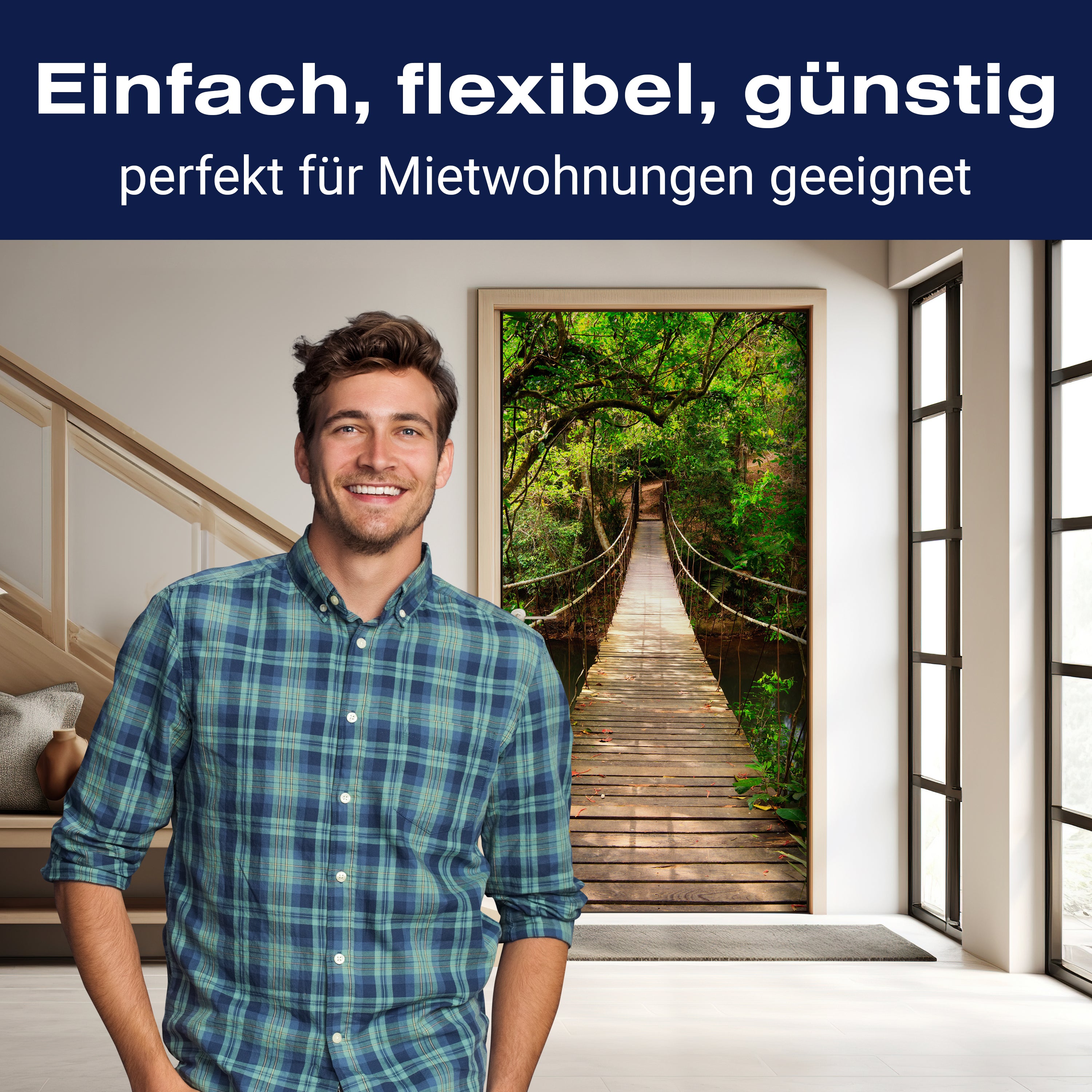 Türtapete Hänge-brücke im Dschungel, Fluss, Wasser M1068 - Bild 3 Türtapete Hänge-brücke im Dschungel, Fluss, Wasser M1068 - Bild 3