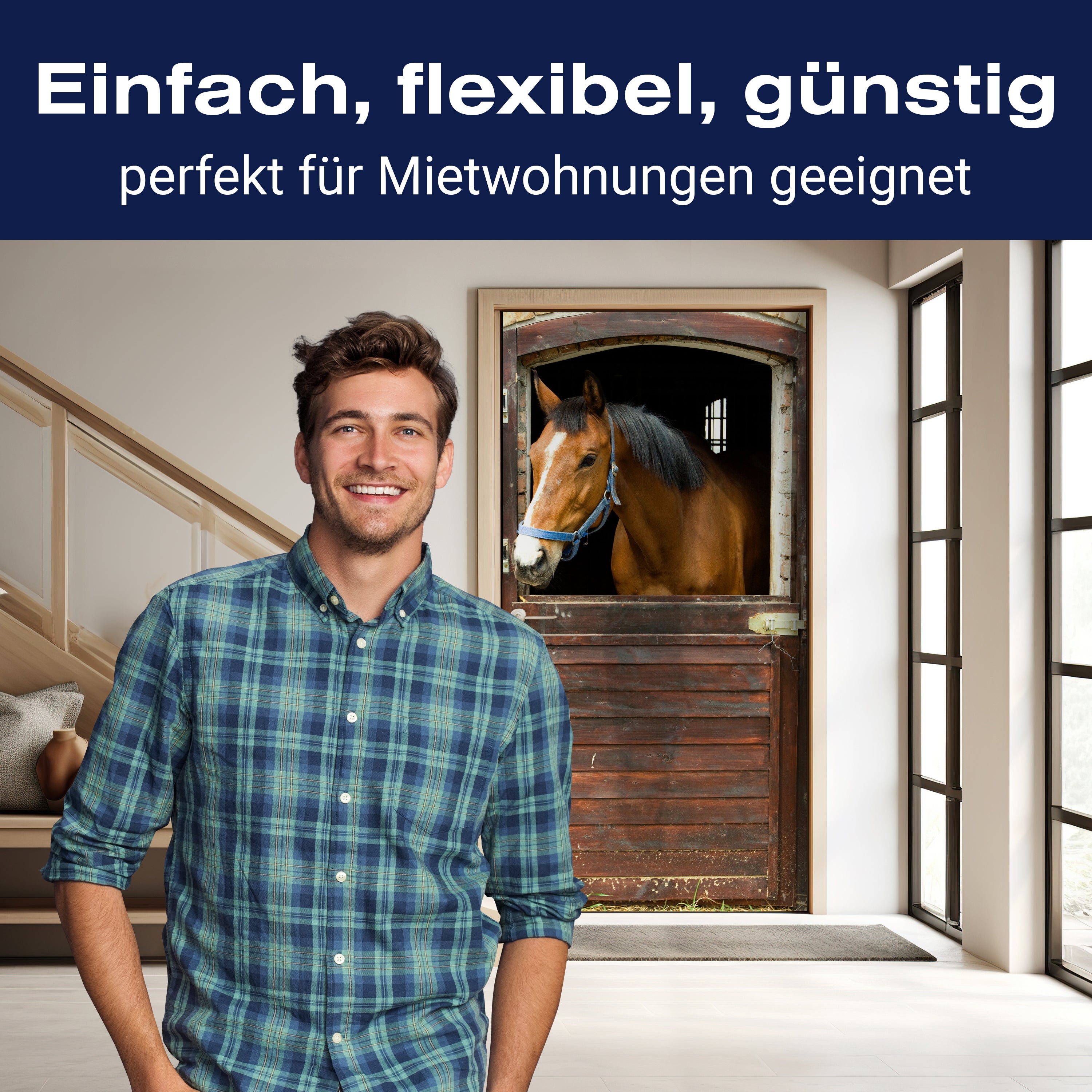 Türtapete Pferd an Stall-tür, Pferde, Tiere, Holz M1070 - Bild 3 Türtapete Pferd an Stall-tür, Pferde, Tiere, Holz M1070 - Bild 3