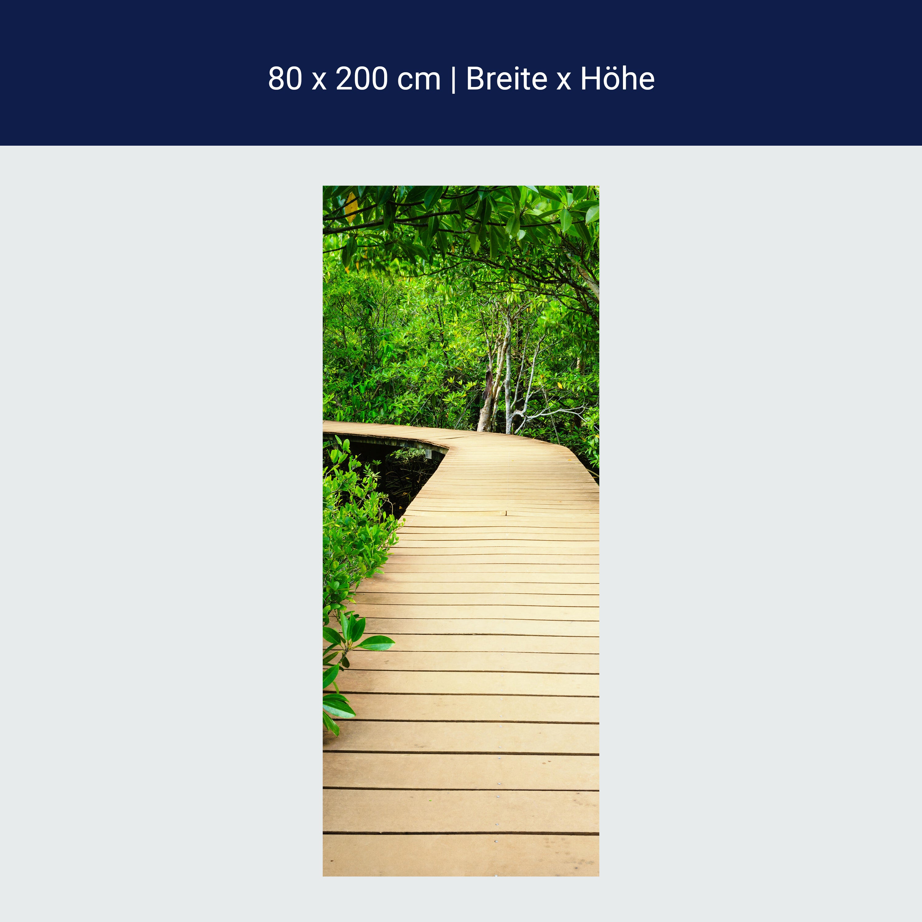 Türtapete moderner Holz-steg im Wald, Weg, Natur M1078 Türtapete moderner Holz-steg im Wald, Weg, Natur M1078