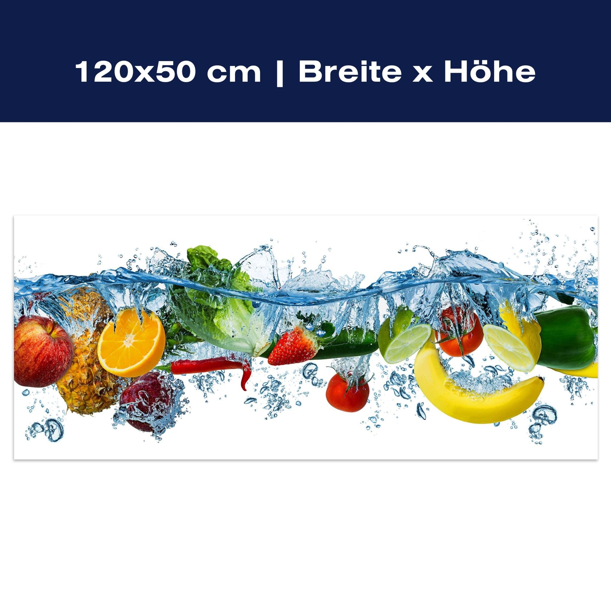 Leinwandbild Obst & Gemüse im Wasser, Früchte M1083 Leinwandbild Obst & Gemüse im Wasser, Früchte M1083