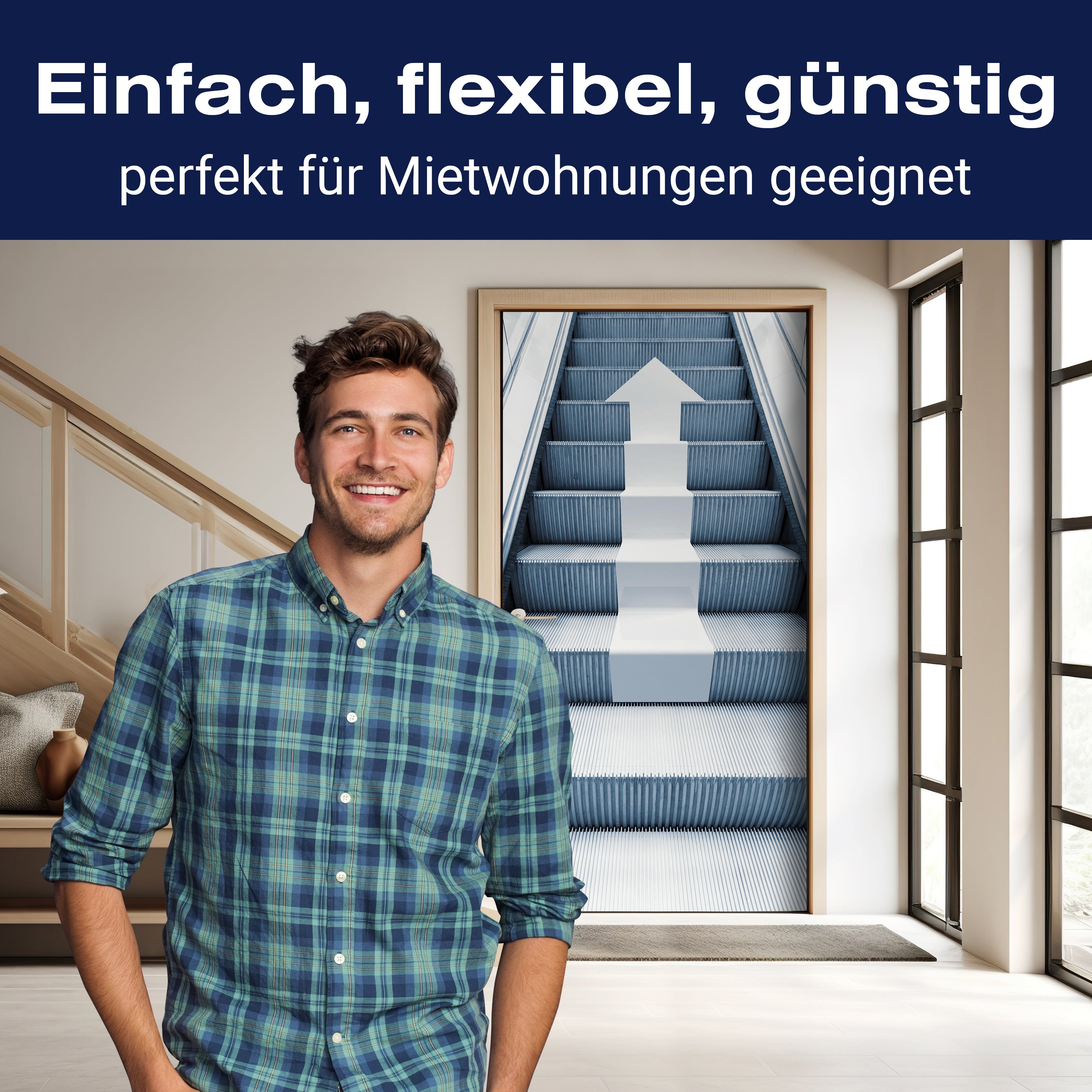 Türtapete Pfeil auf Rolltreppe, Kaufhaus, Treppe M1083 - Bild 3 Türtapete Pfeil auf Rolltreppe, Kaufhaus, Treppe M1083 - Bild 3