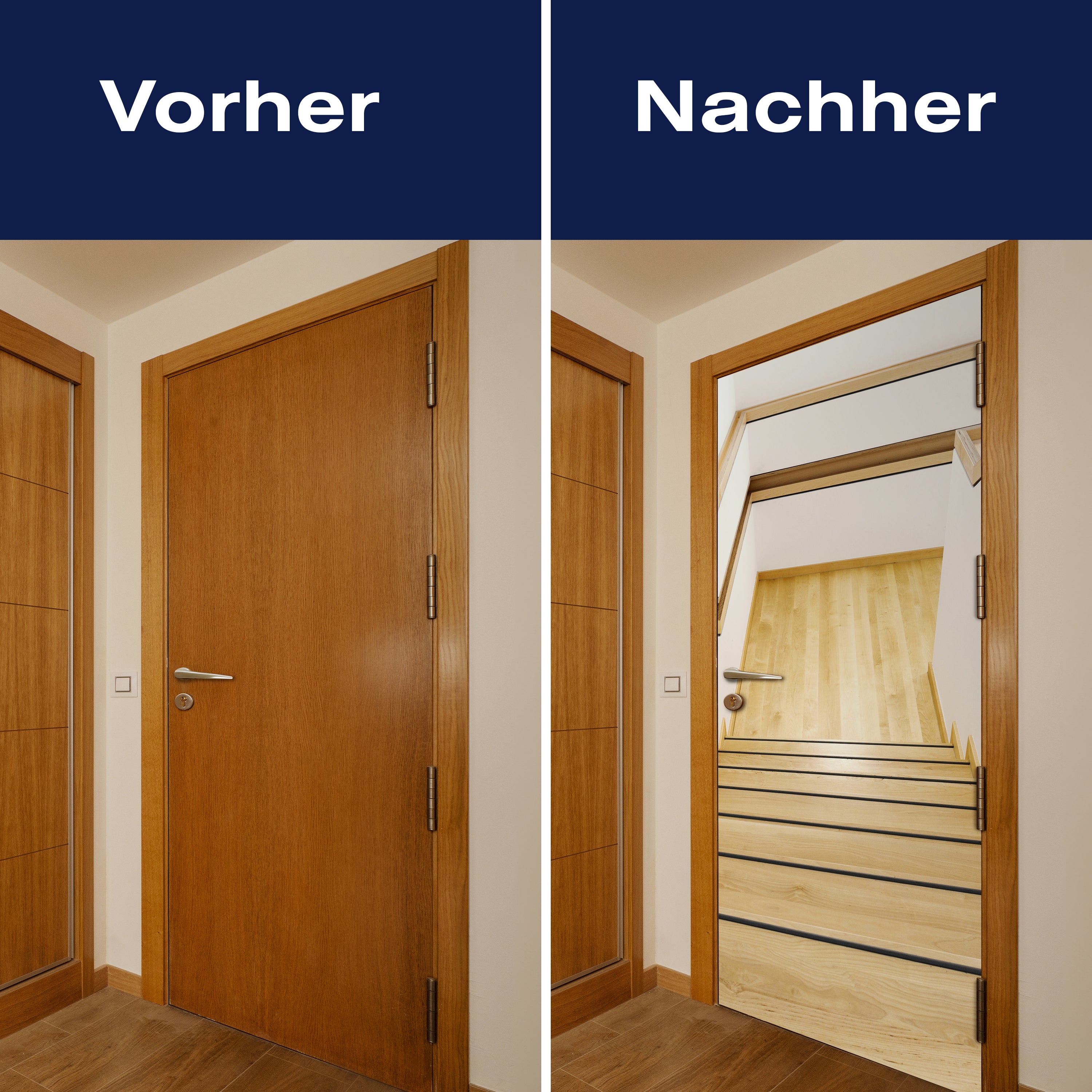 Türtapete Holz-treppe mit Geländer & Ablage, Haus M1085 - Bild 10 Türtapete Holz-treppe mit Geländer & Ablage, Haus M1085 - Bild 10