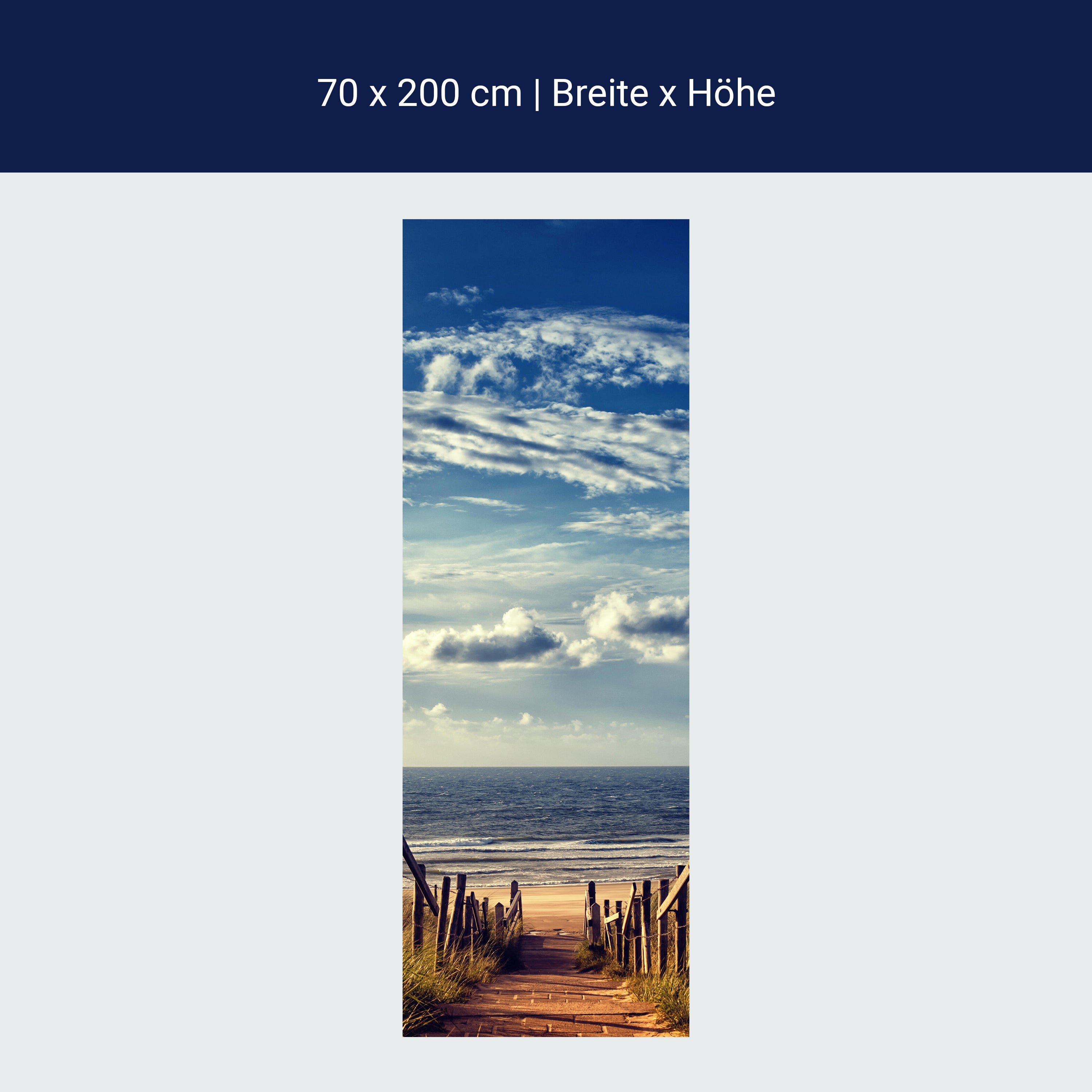 Türtapete Treppe ans Meer, Holz, Himmel, Wolken M1088 Türtapete Treppe ans Meer, Holz, Himmel, Wolken M1088