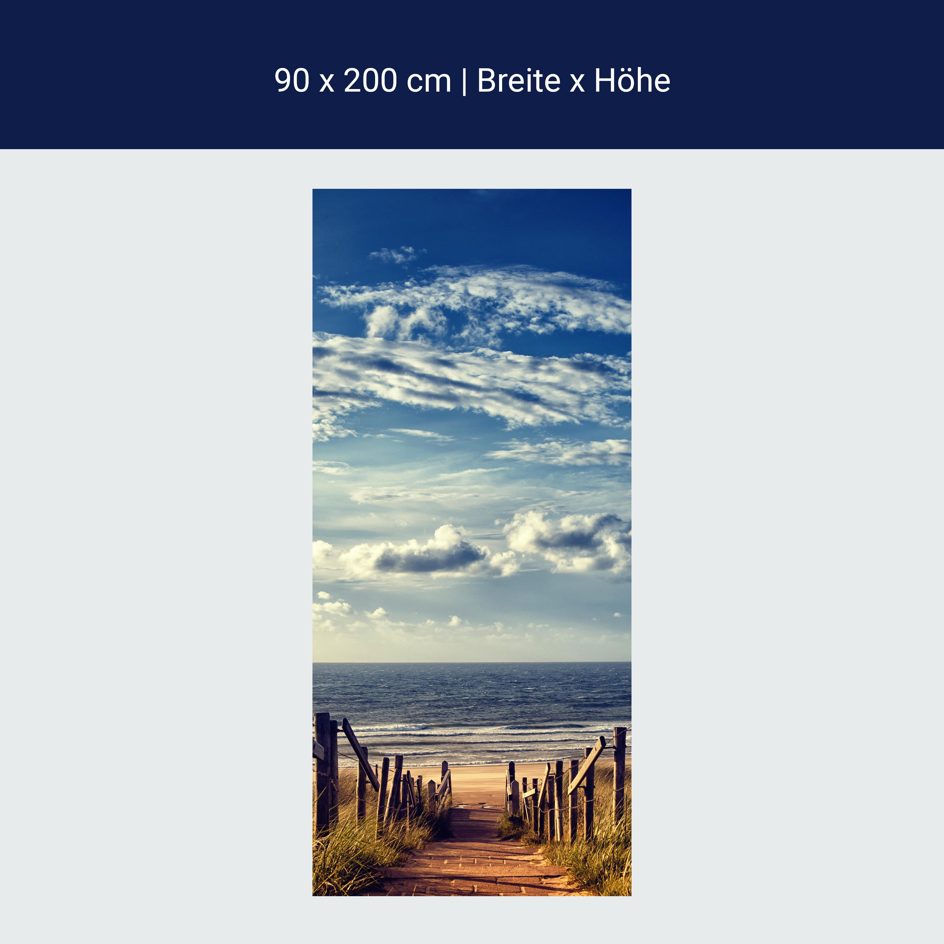 Türtapete Treppe ans Meer, Holz, Himmel, Wolken M1088 Türtapete Treppe ans Meer, Holz, Himmel, Wolken M1088