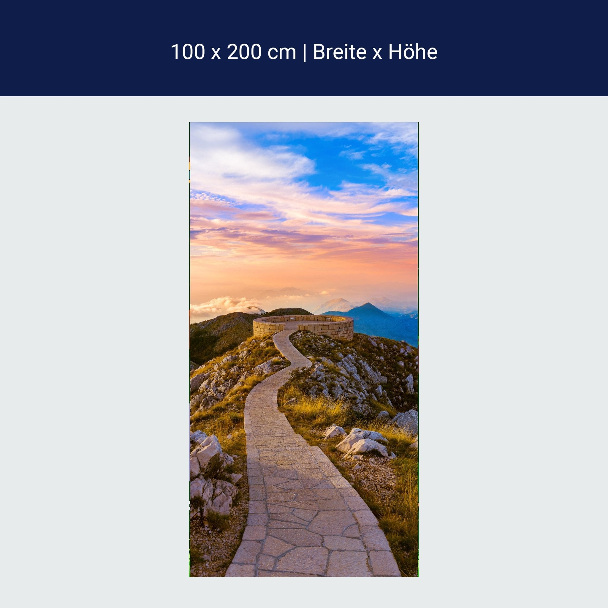 Türtapete Weg auf Berg-gipfel, Aussicht, Mauer M1091 Türtapete Weg auf Berg-gipfel, Aussicht, Mauer M1091