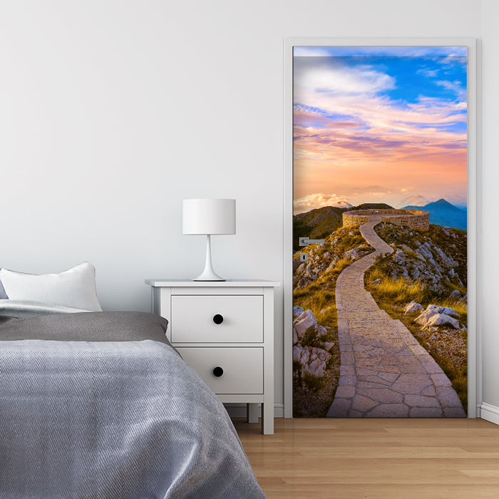 Türtapete Weg auf Berg-gipfel, Aussicht, Mauer M1091 - Bild 1 Türtapete Weg auf Berg-gipfel, Aussicht, Mauer M1091 - Bild 1