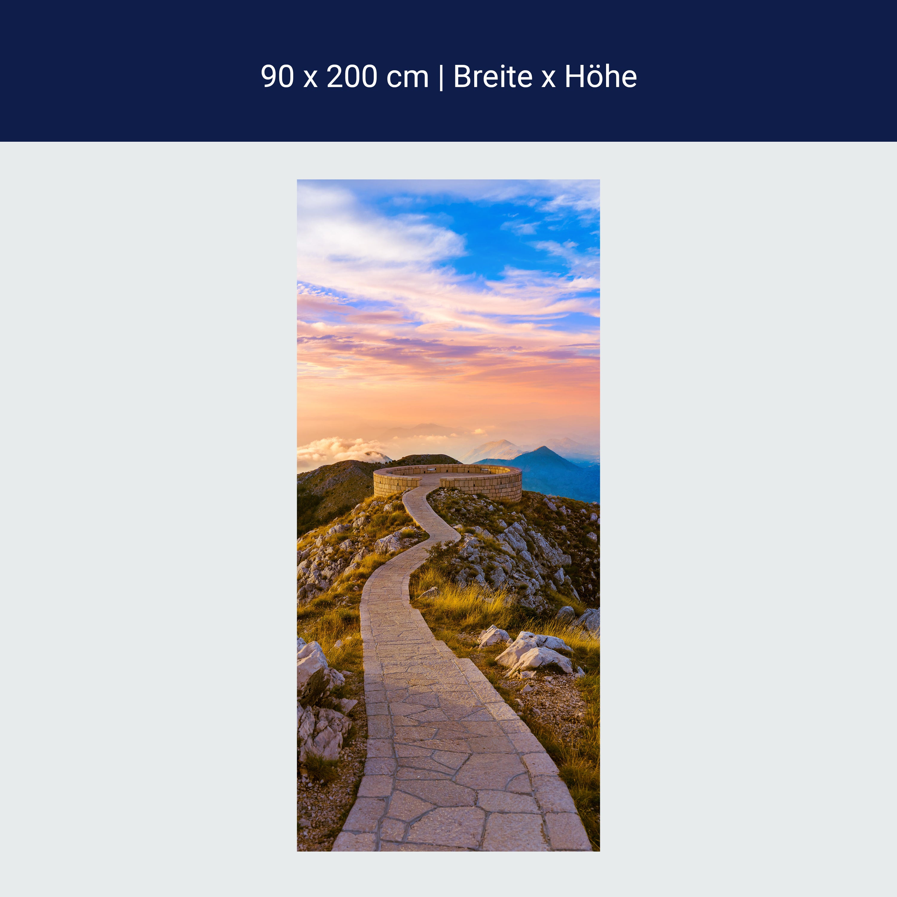 Türtapete Weg auf Berg-gipfel, Aussicht, Mauer M1091 Türtapete Weg auf Berg-gipfel, Aussicht, Mauer M1091