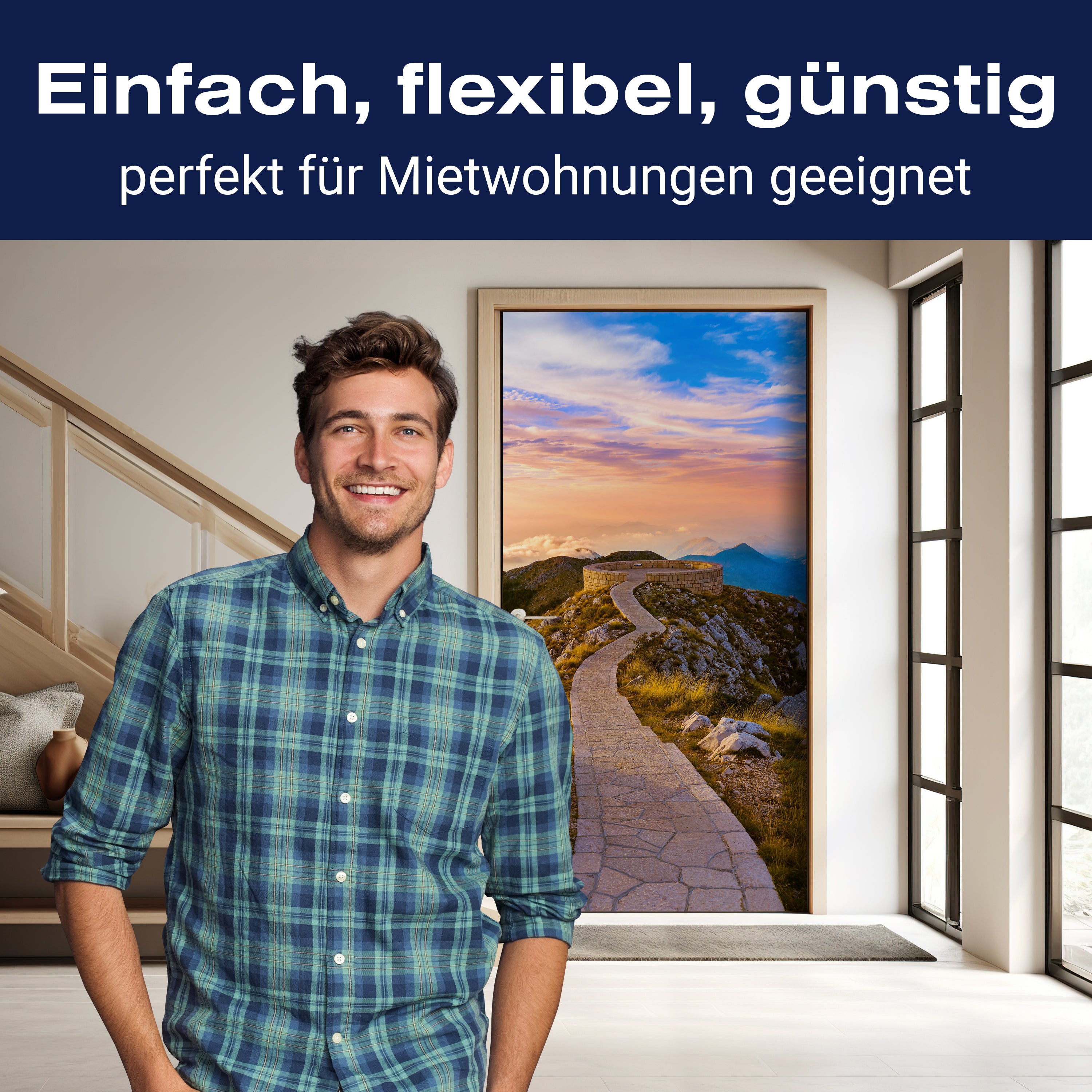 Türtapete Weg auf Berg-gipfel, Aussicht, Mauer M1091 - Bild 3 Türtapete Weg auf Berg-gipfel, Aussicht, Mauer M1091 - Bild 3