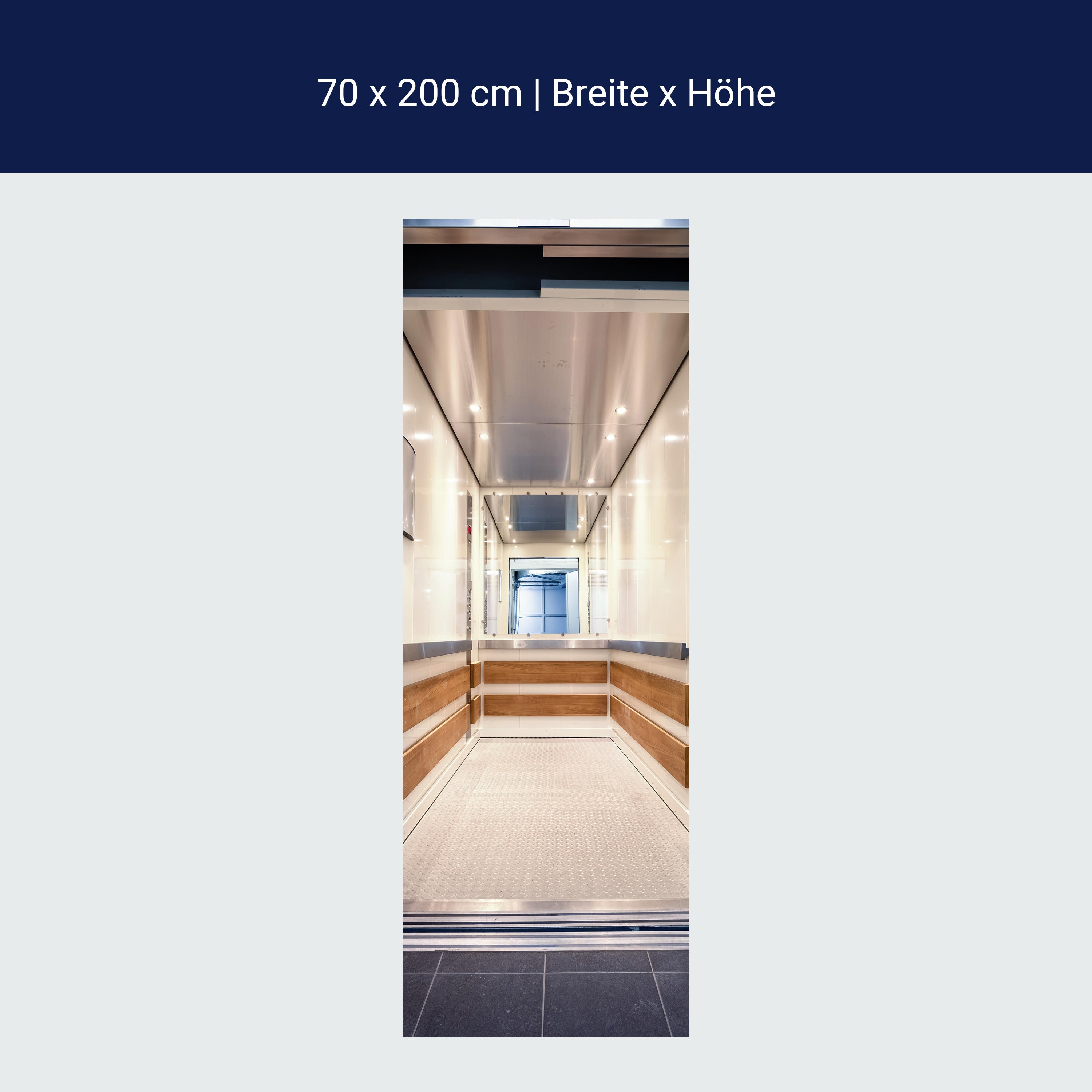 Türtapete heller Fahrstuhl, Spiegel, Lampen, Holz M1094 Türtapete heller Fahrstuhl, Spiegel, Lampen, Holz M1094